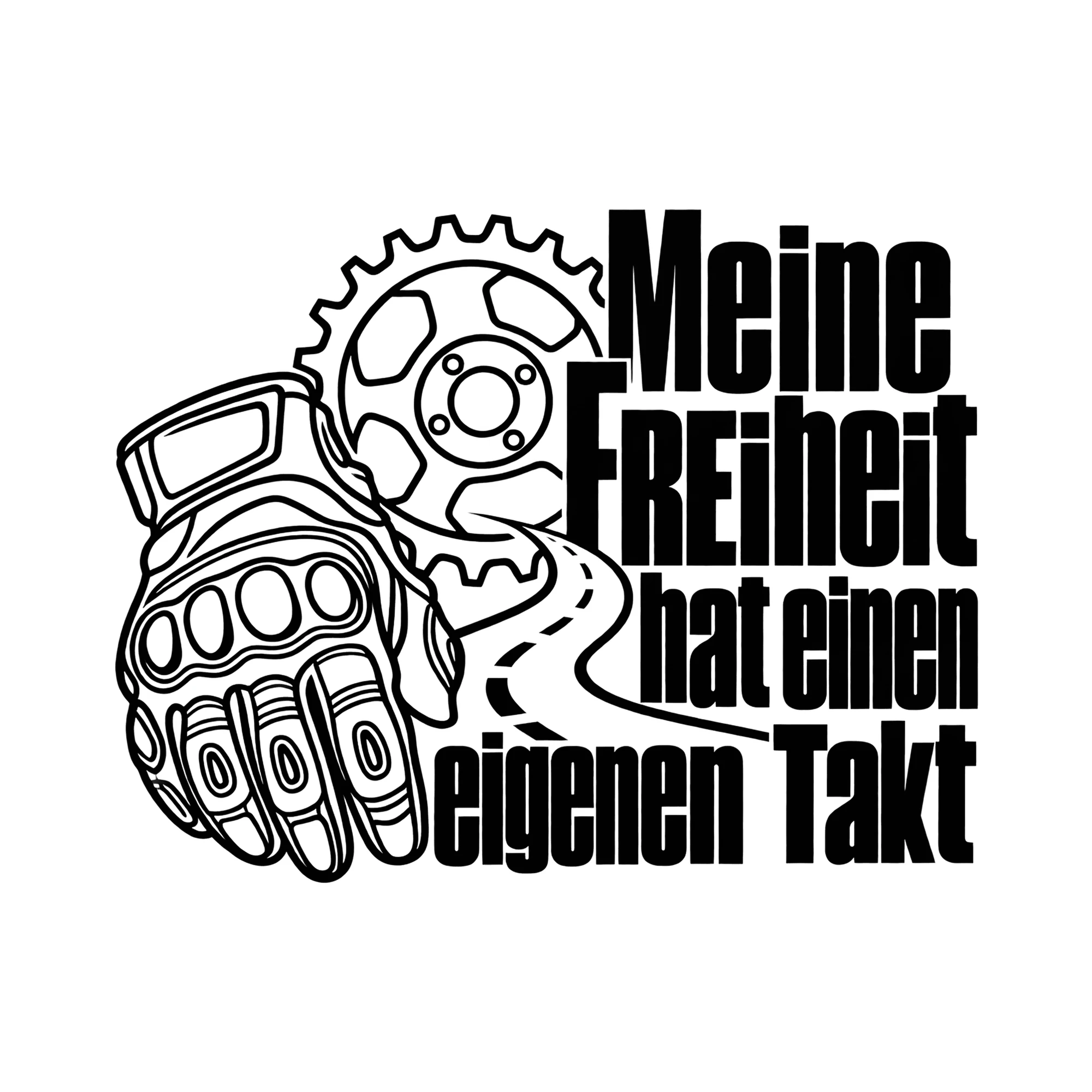 Bügelbild Meine FREIHEIT hat einen eigenen Takt als Grafik auf weißem Hintergrund (BB014582)