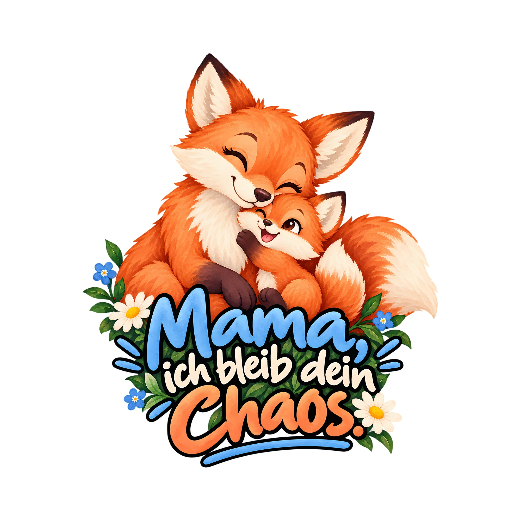 Bügelbild Mama, ich bleib dein Chaos. als Grafik auf weißem Hintergrund (BB012377)