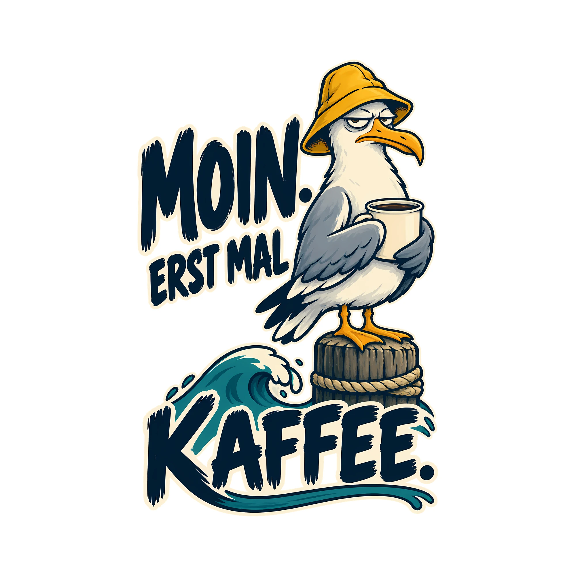 Bügelbild MOIN. ERST MAL KAFFEE. als Grafik auf weißem Hintergrund (BB012076)