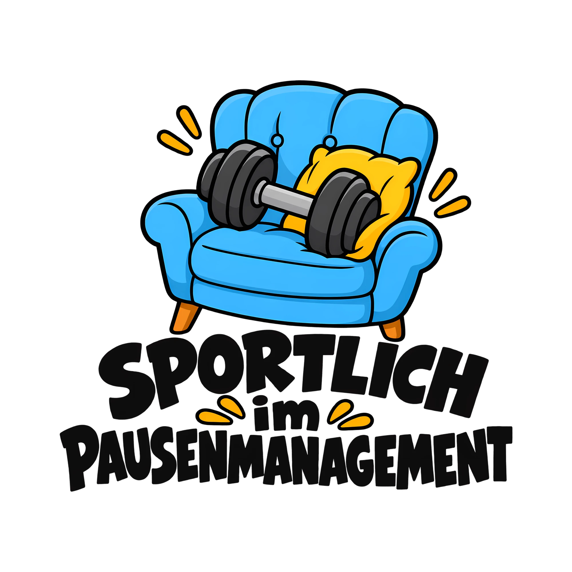 Bügelbild SPORTLICH im PAUSENMANAGEMENT als Grafik auf weißem Hintergrund (BB013784)