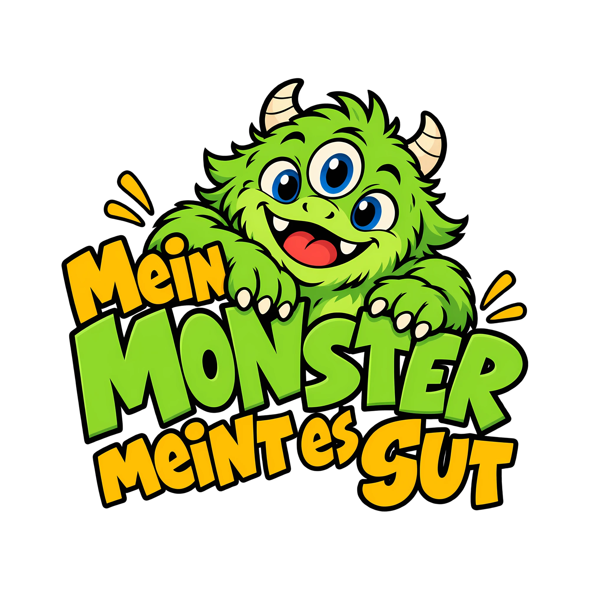 Bügelbild Mein Monster meint es gut als Grafik auf weißem Hintergrund (BB014379)