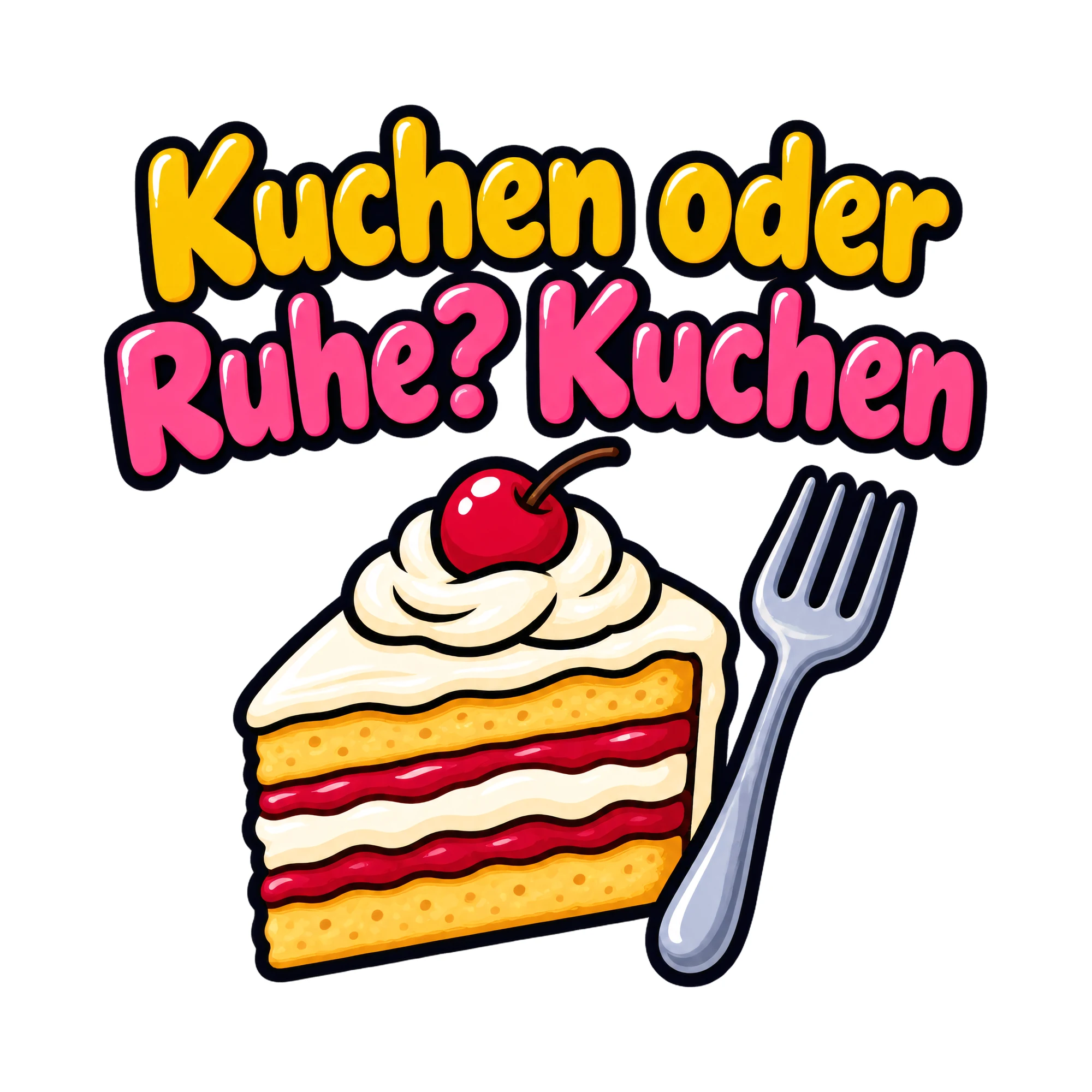 Bügelbild Kuchen oder Ruhe? Kuchen als Grafik auf weißem Hintergrund (BB018500)