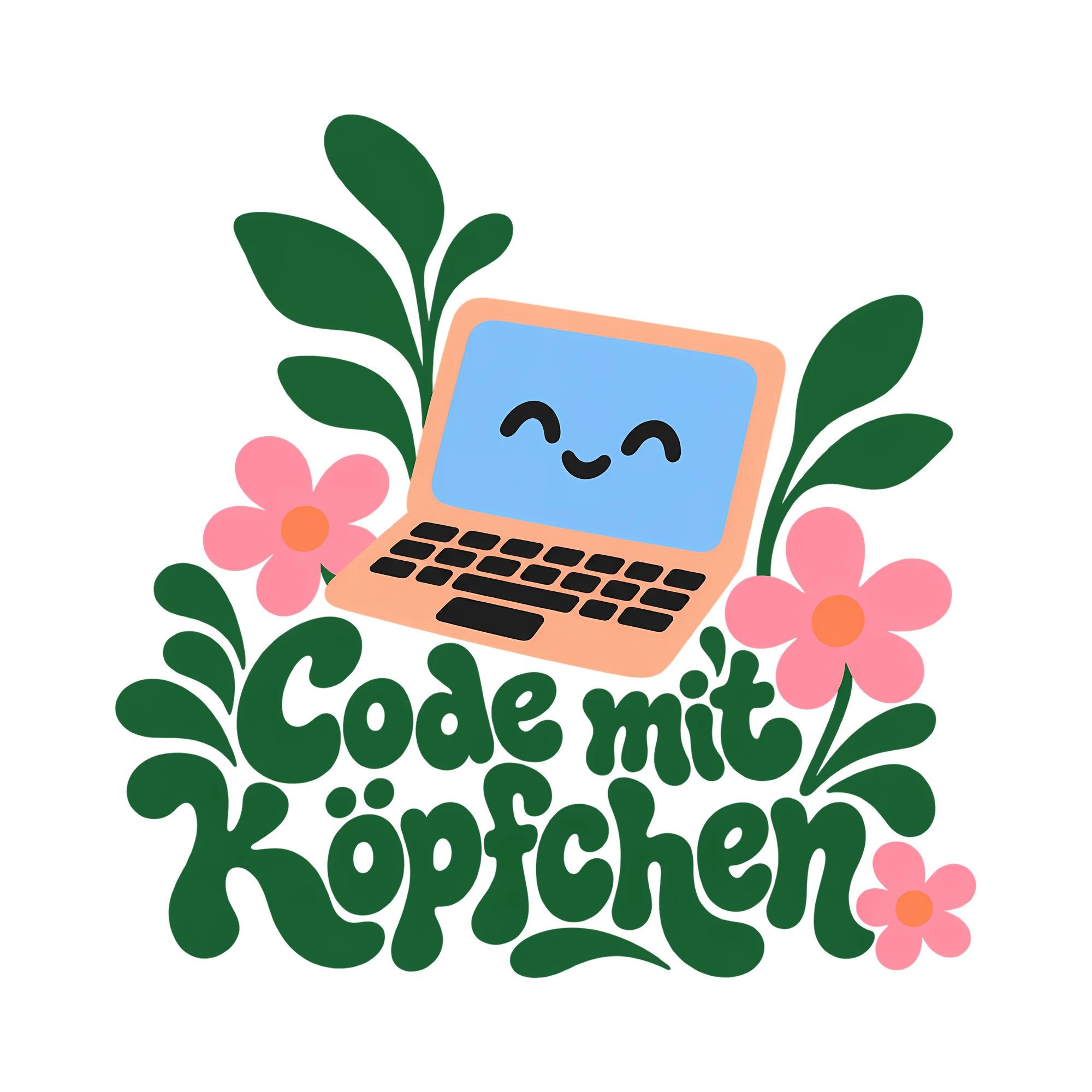 Bügelbild Code mit Köpfchen als Grafik auf weißem Hintergrund (BB012270)