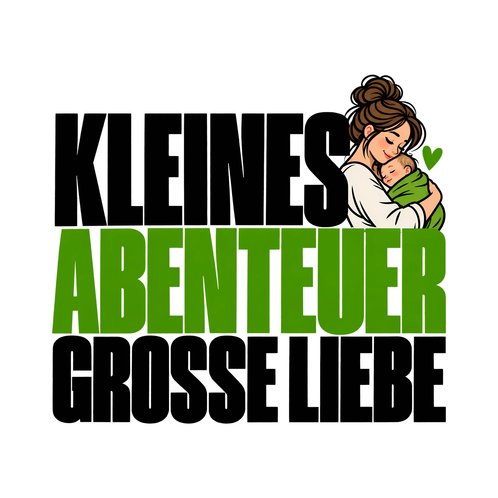 Bügelbild Kleines Abenteuer große Liebe als Grafik auf weißem Hintergrund (BB011787)