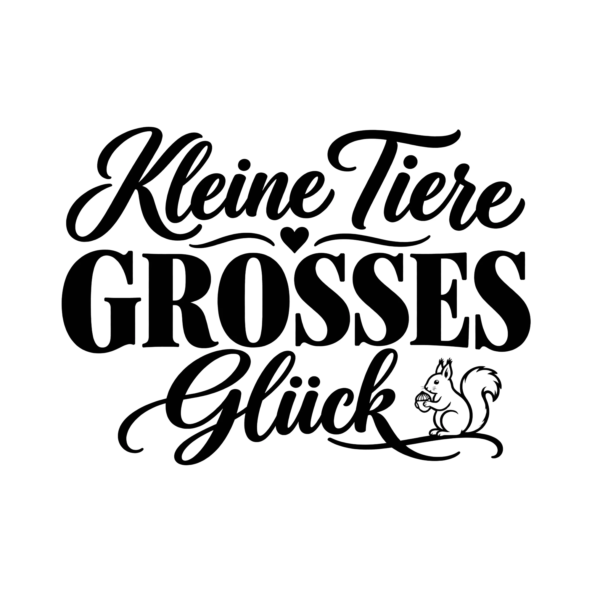 Bügelbild Kleine Tiere großes Glück als Grafik auf weißem Hintergrund (BB012816)