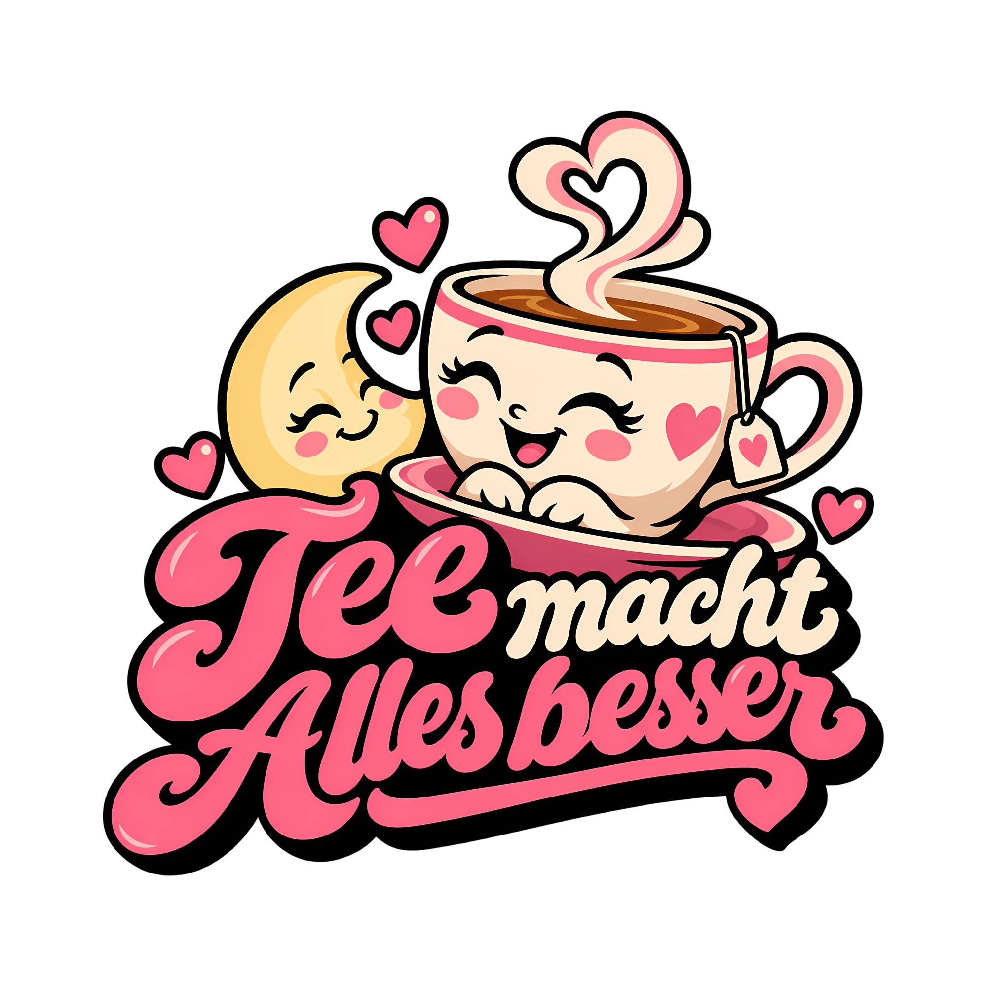 Bügelbild Tee macht alles besser als Grafik auf weißem Hintergrund (BB012123)
