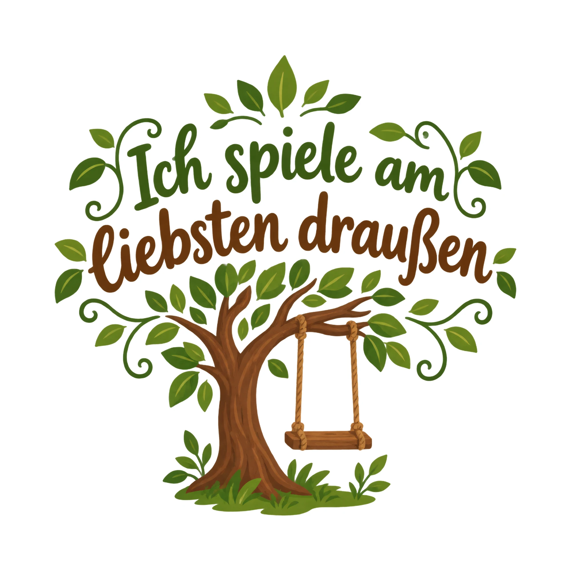 Bügelbild Ich spiele am liebsten draußen als Grafik auf weißem Hintergrund (BB018718)