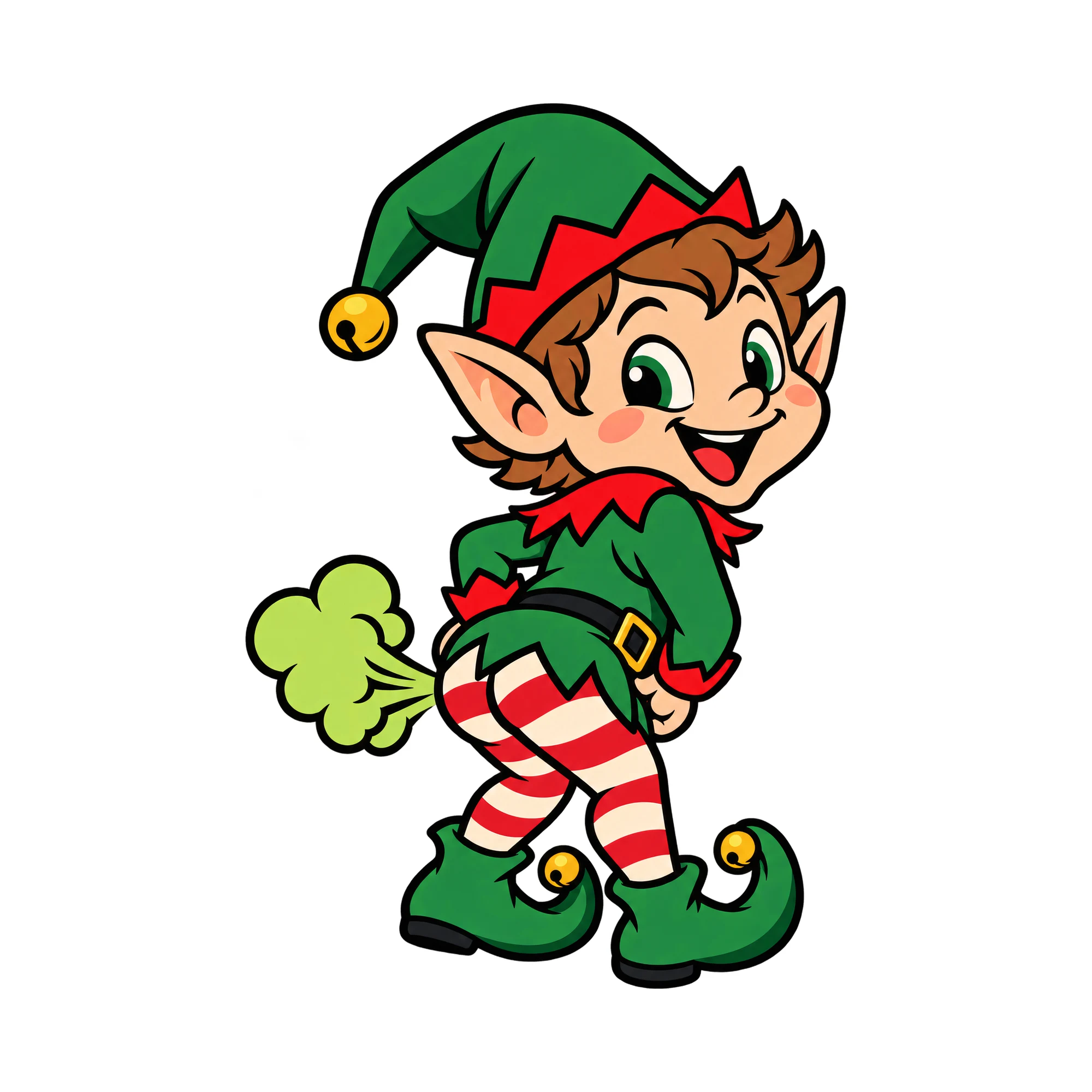 Bügelbild Pupsender Elf, Weihnachten Shirt Motiv als Grafik auf weißem Hintergrund (BB014820)