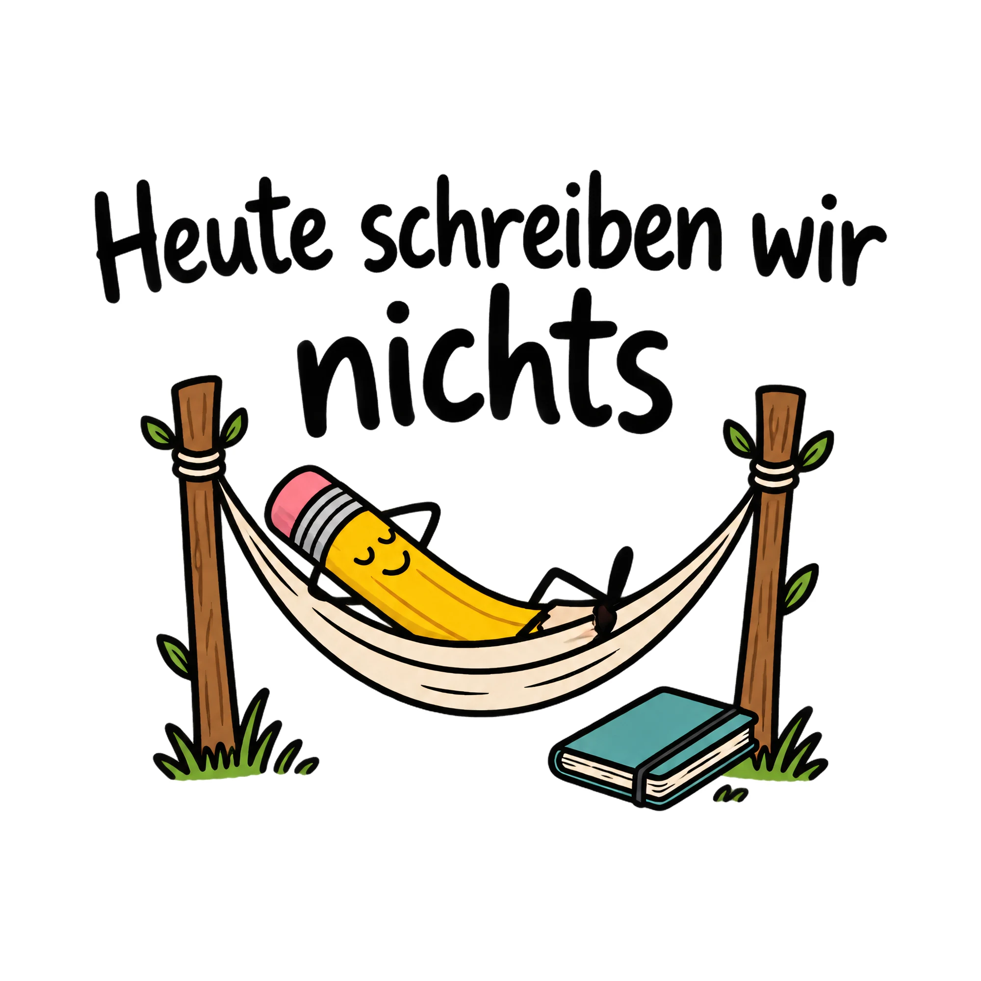 Bügelbild Heute schreiben wir nichts, Lustiger Shirt Spruch als Grafik auf weißem Hintergrund (BB020121)