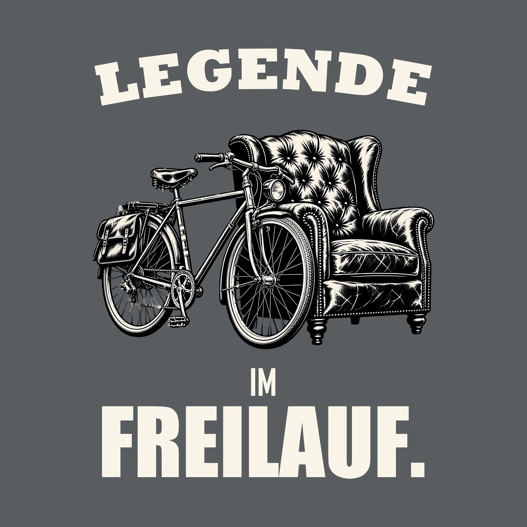 Bügelbild LEGENDE IM FREILAUF. als Grafik auf dunklem Hintergrund (BB011502)