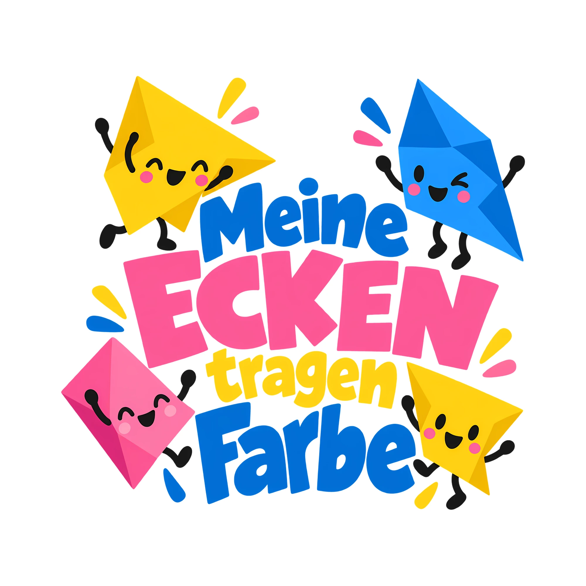 Bügelbild Meine Ecken tragen Farbe als Grafik auf weißem Hintergrund (BB014542)