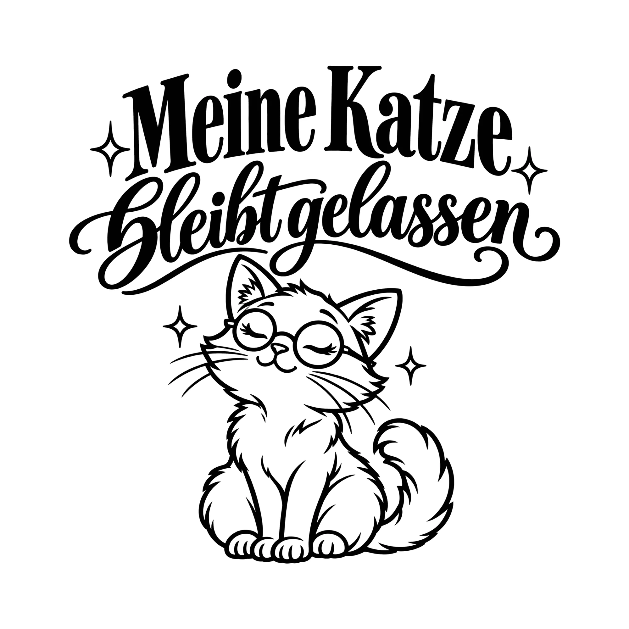 Bügelbild Meine Katze bleibt gelassen als Grafik auf weißem Hintergrund (BB013025)