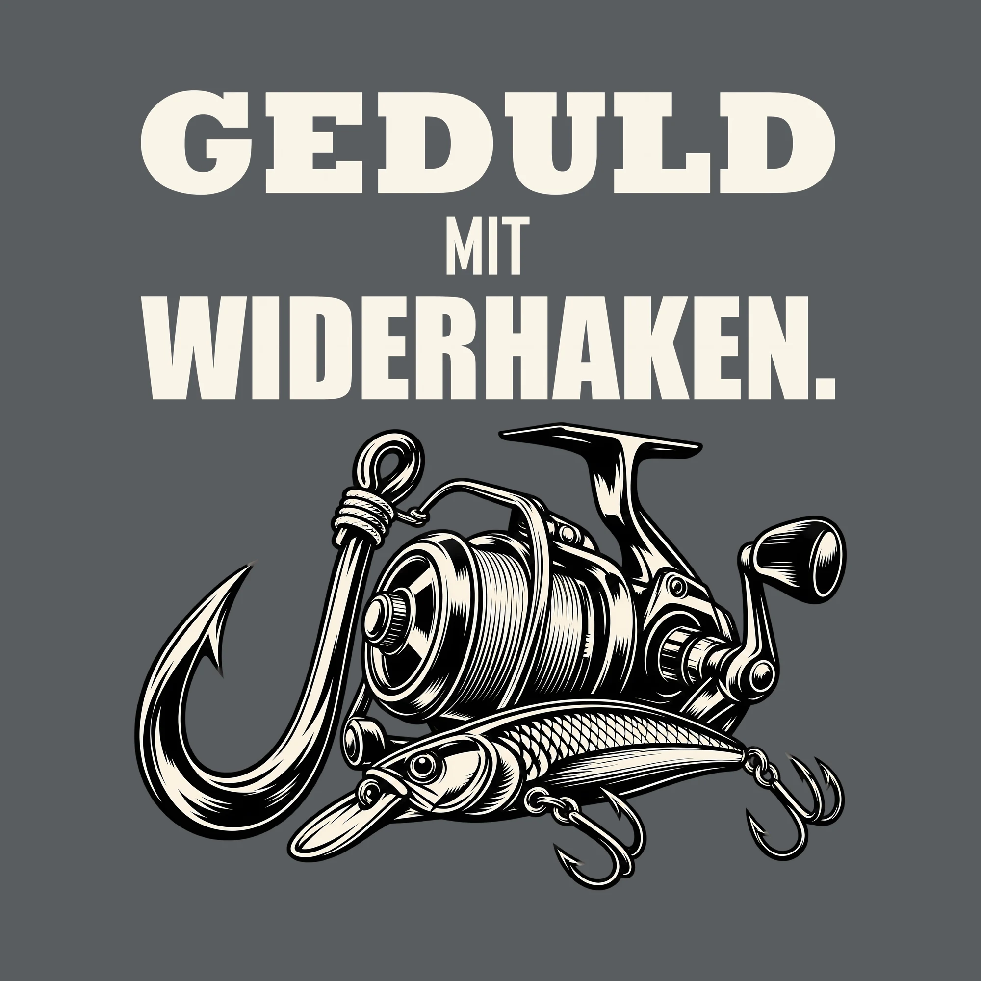Bügelbild GEDULD MIT WIDERHAKEN. als Grafik auf dunklem Hintergrund (BB012770)