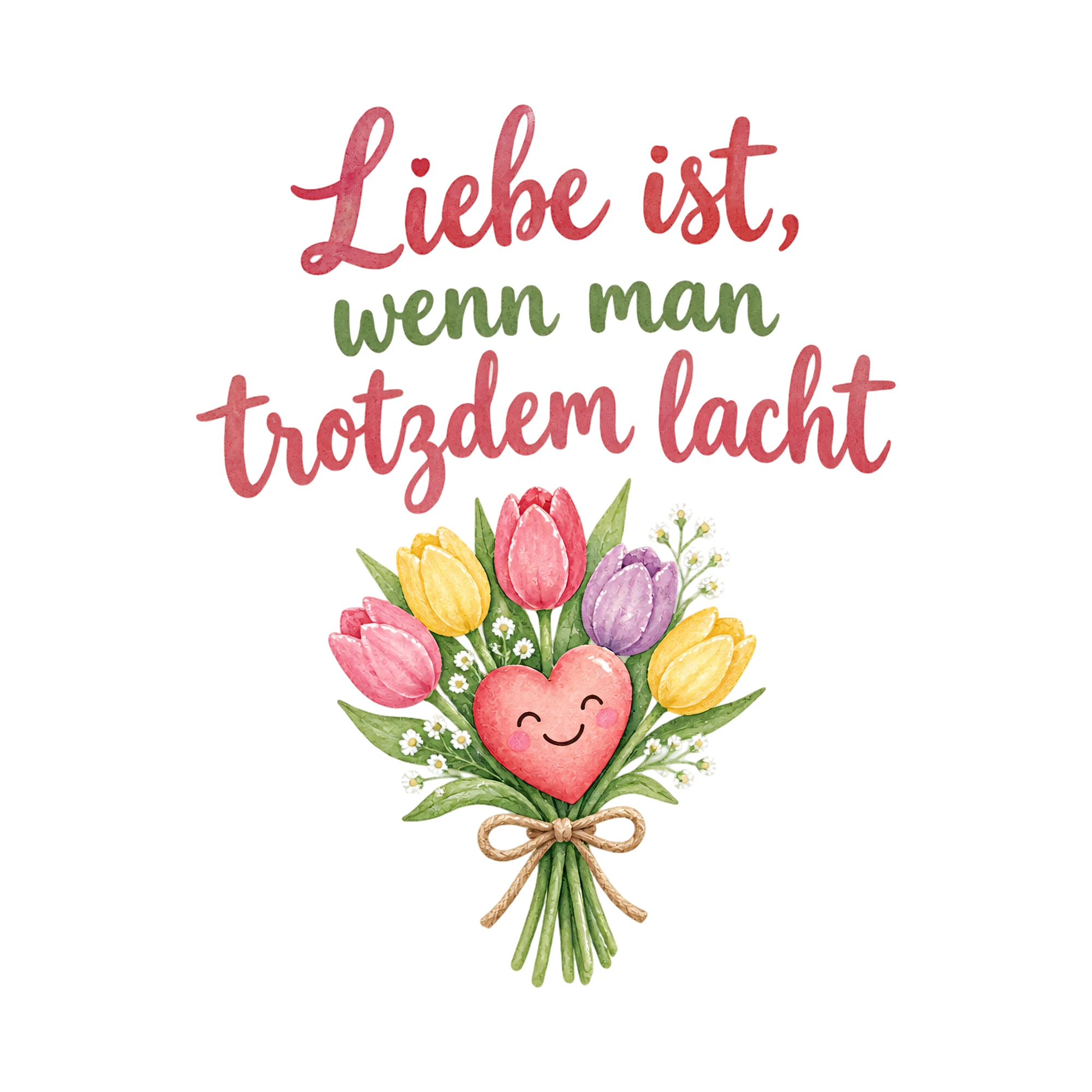 Bügelbild Liebe ist, wenn man trotzdem lacht als Grafik auf weißem Hintergrund (BB019149)