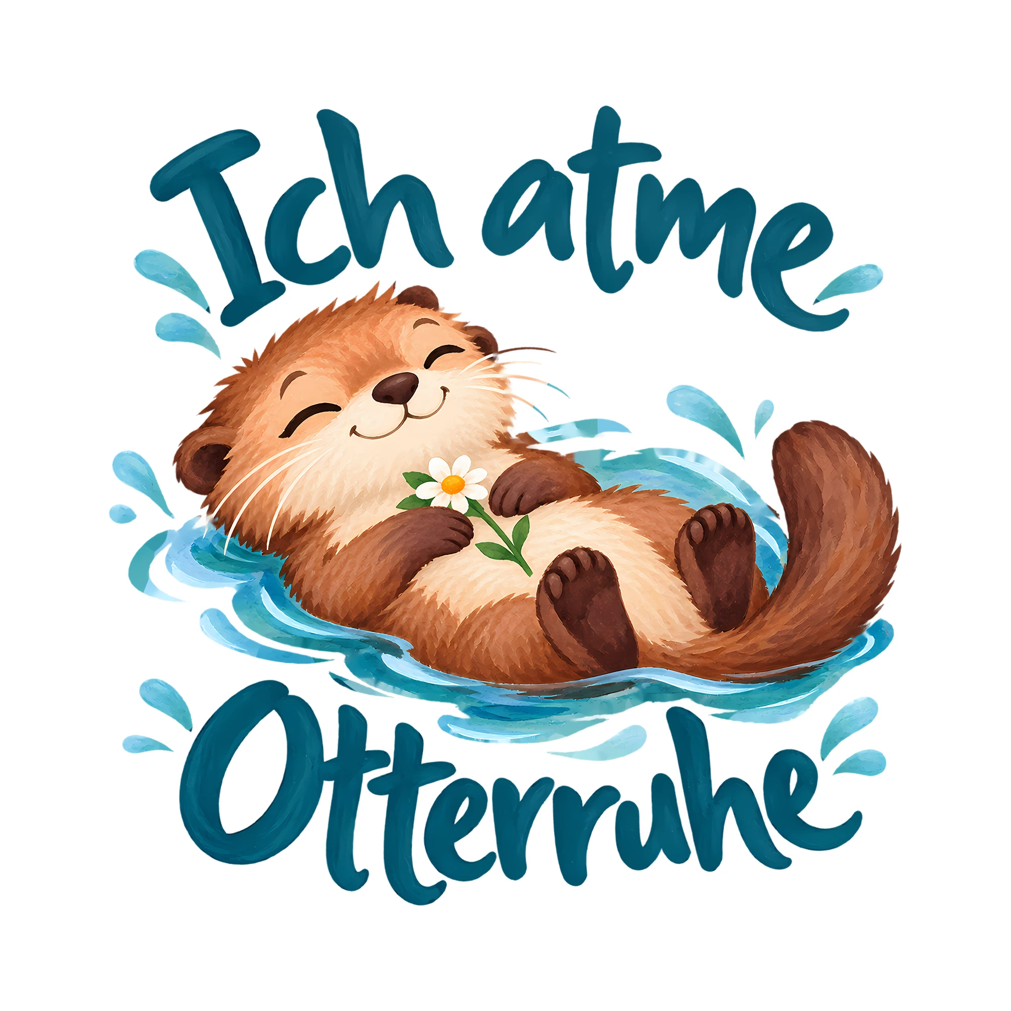 Bügelbild Ich atme Otterruhe als Grafik auf weißem Hintergrund (BB012985)