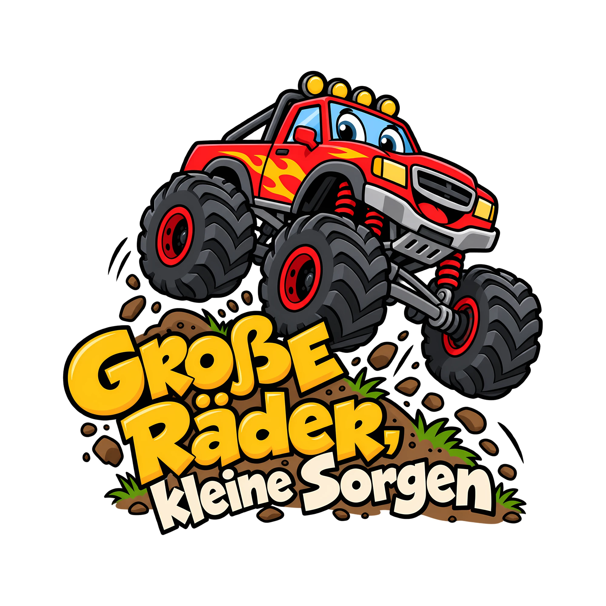 Bügelbild Große Räder, kleine Sorgen als Grafik auf weißem Hintergrund (BB011688)
