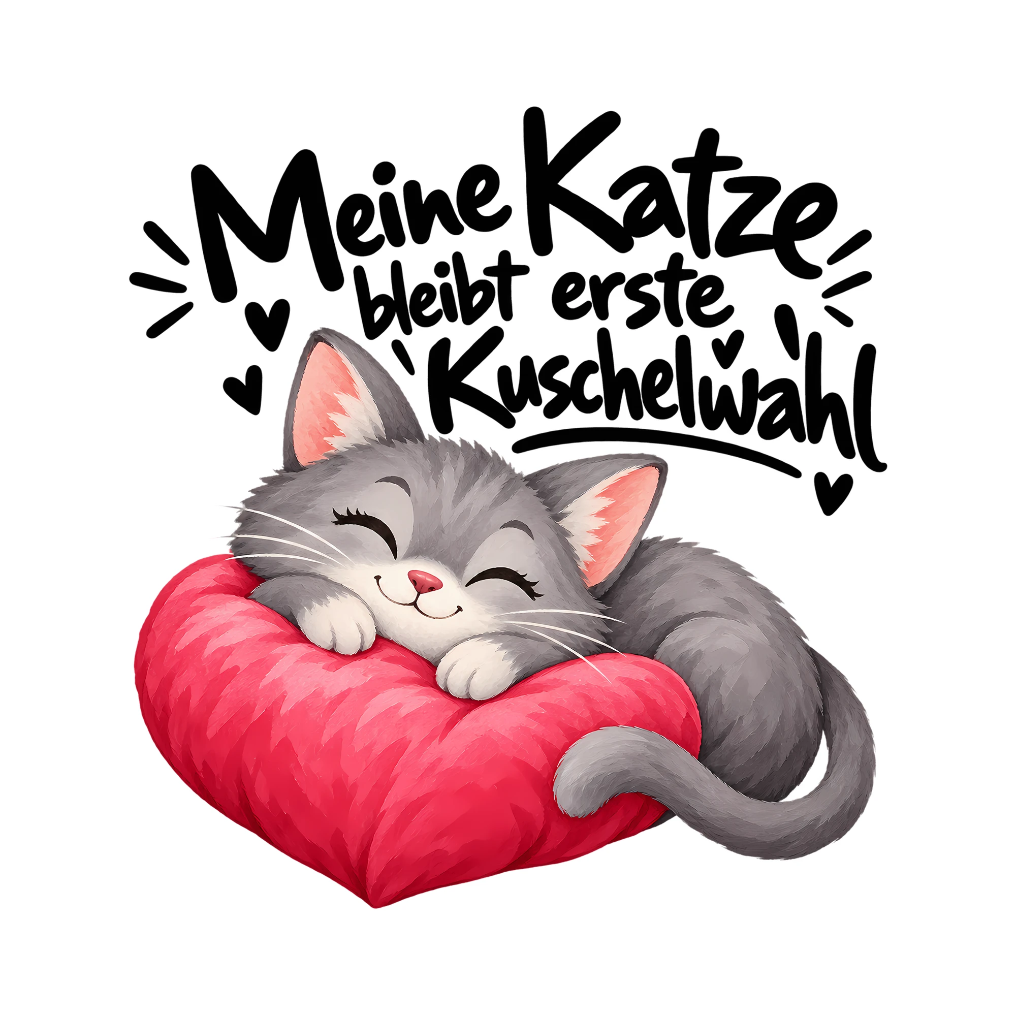 Bügelbild Meine Katze bleibt erste Kuschelwahl als Grafik auf weißem Hintergrund (BB013089)