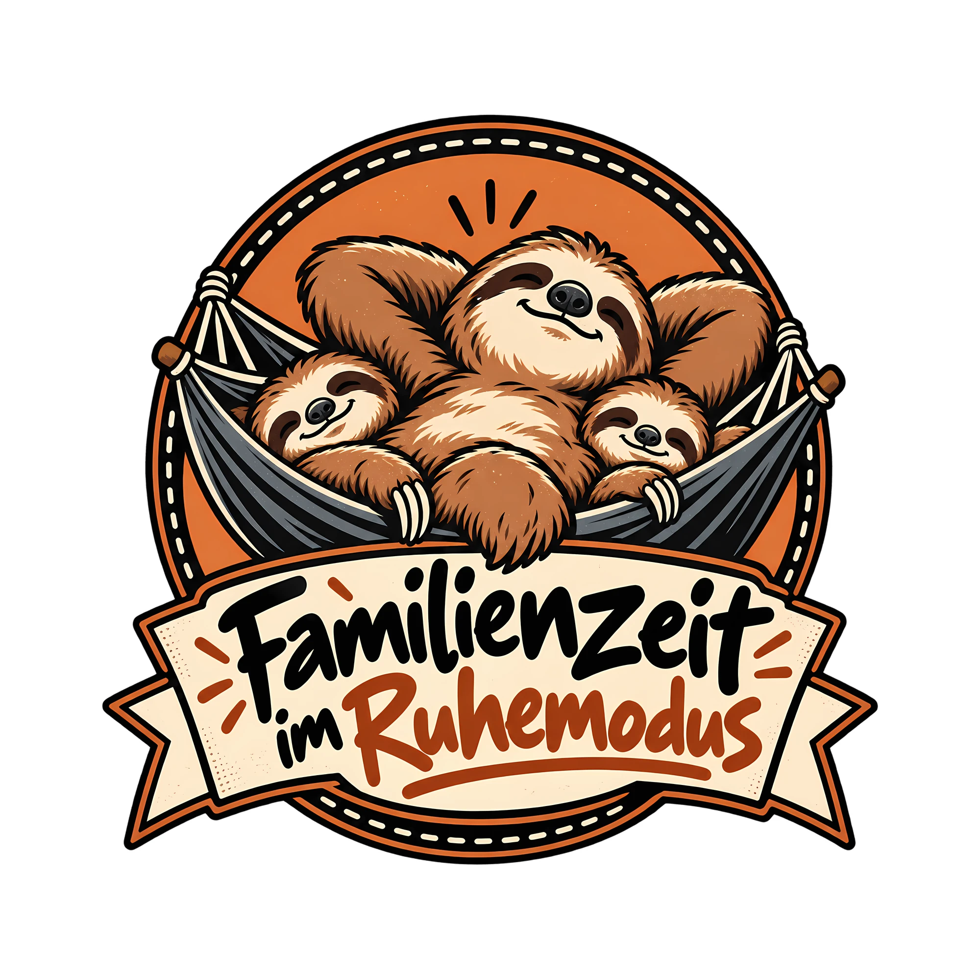 Bügelbild Familienzeit im Ruhemodus als Grafik auf weißem Hintergrund (BB013414)