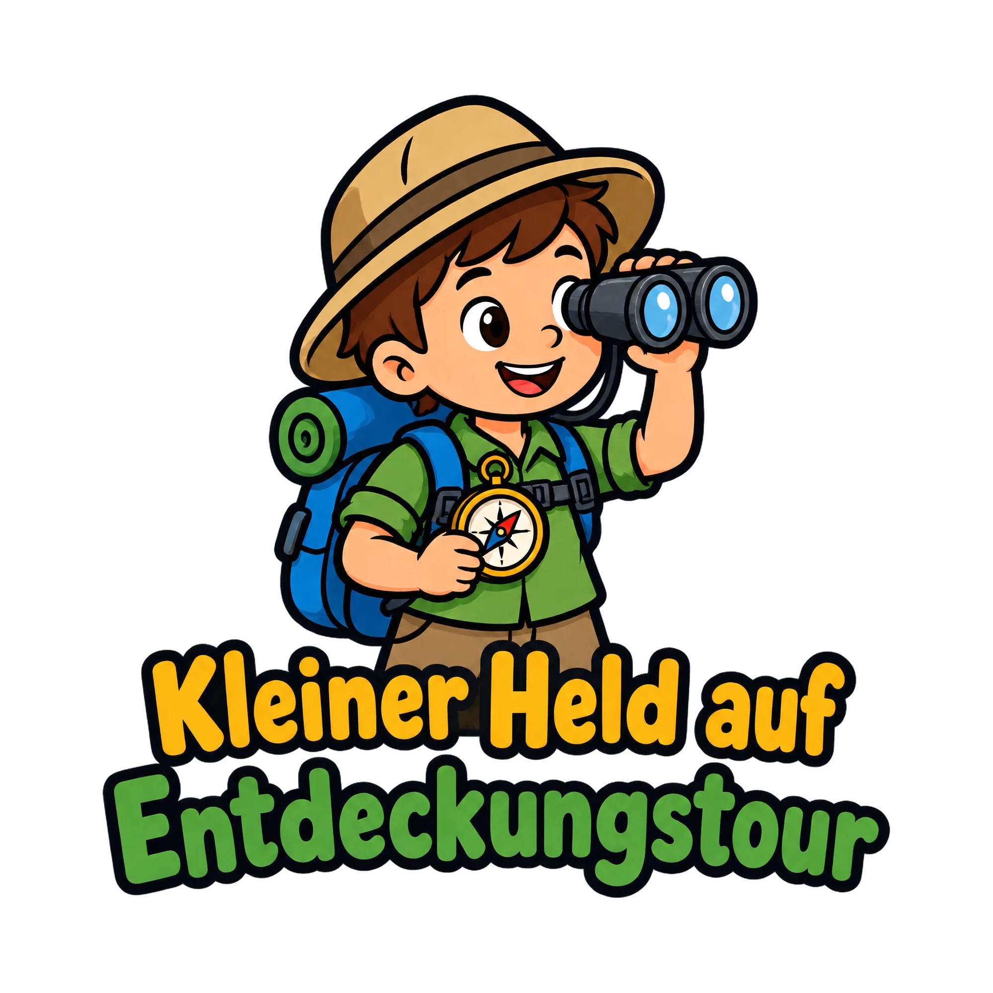 Bügelbild Kleiner Held auf Entdeckungstour als Grafik auf weißem Hintergrund (BB019950)