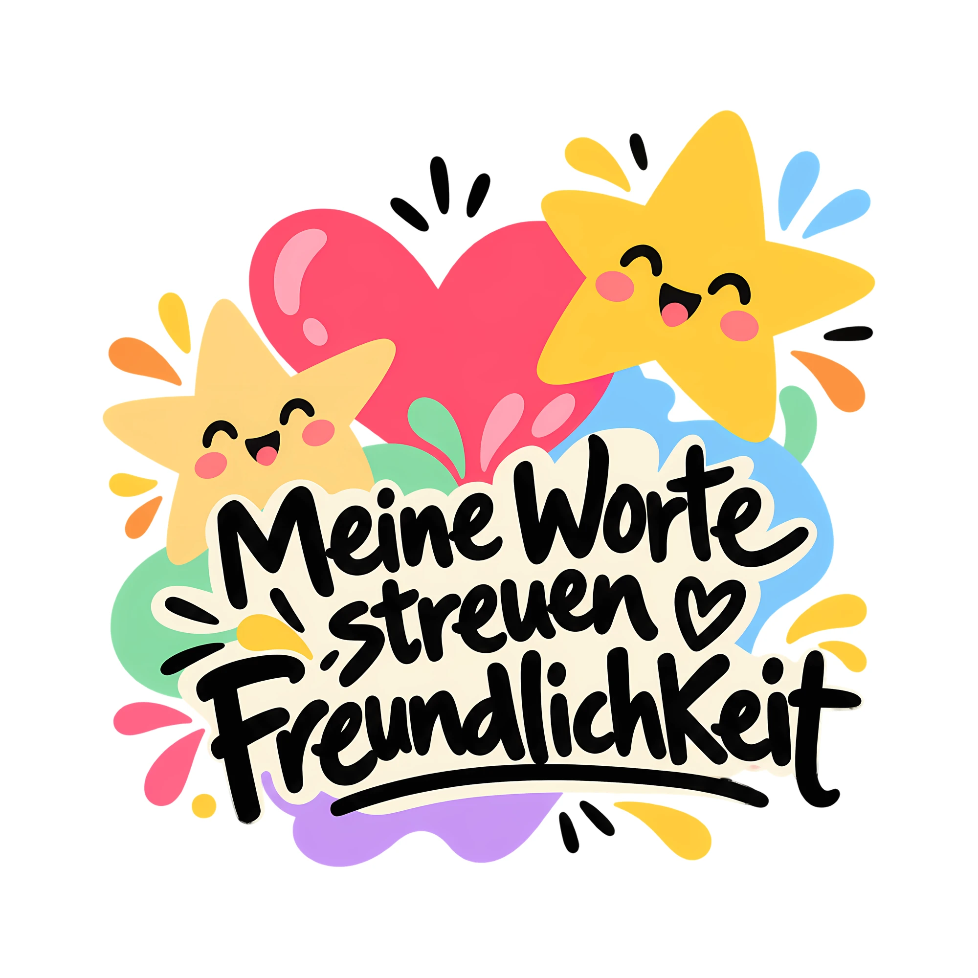 Bügelbild Meine Worte streuen Freundlichkeit als Grafik auf weißem Hintergrund (BB012327)