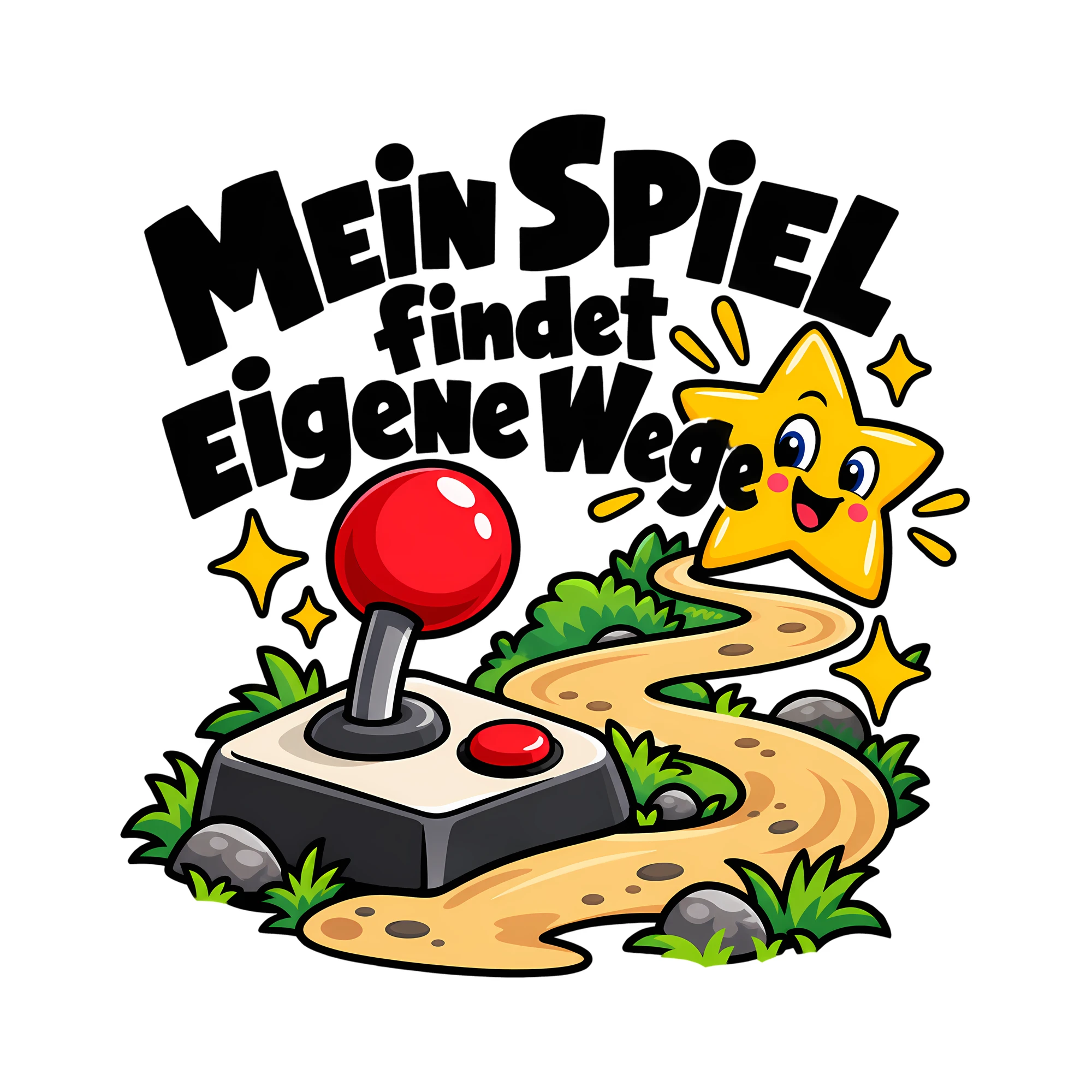 Bügelbild Mein Spiel findet eigene Wege als Grafik auf weißem Hintergrund (BB013084)