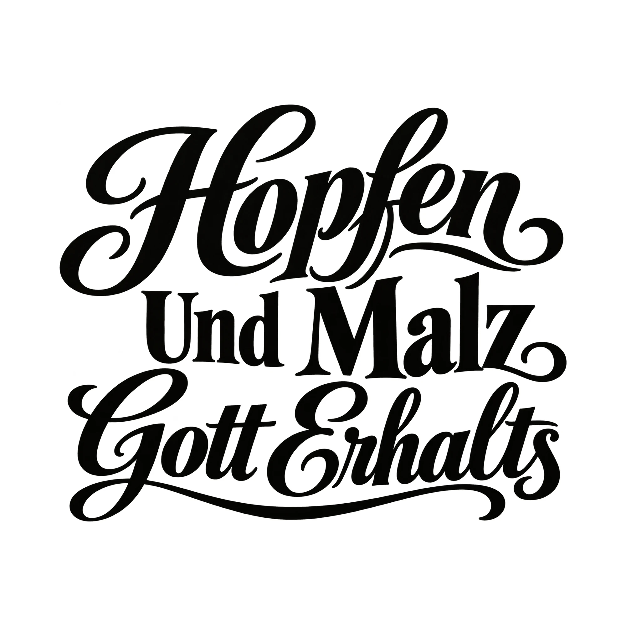 Bügelbild „Hopfen und Malz Gott erhalts“, Party Shirt Spruch als Grafik auf weißem Hintergrund (BB015021)