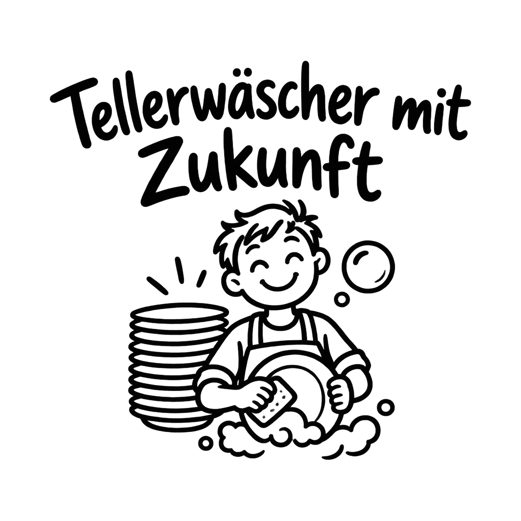 Bügelbild Tellerwäscher mit Zukunft, Beruf Shirt Spruch als Grafik auf weißem Hintergrund (BB020277)
