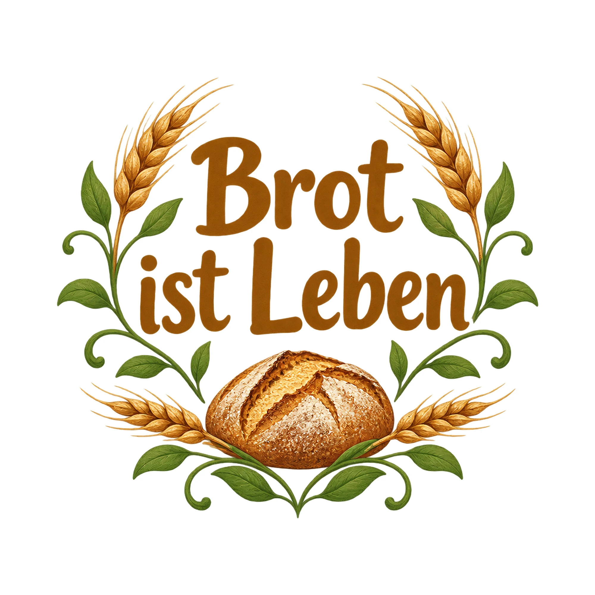 Bügelbild Brot ist Leben als Grafik auf weißem Hintergrund (BB018499)