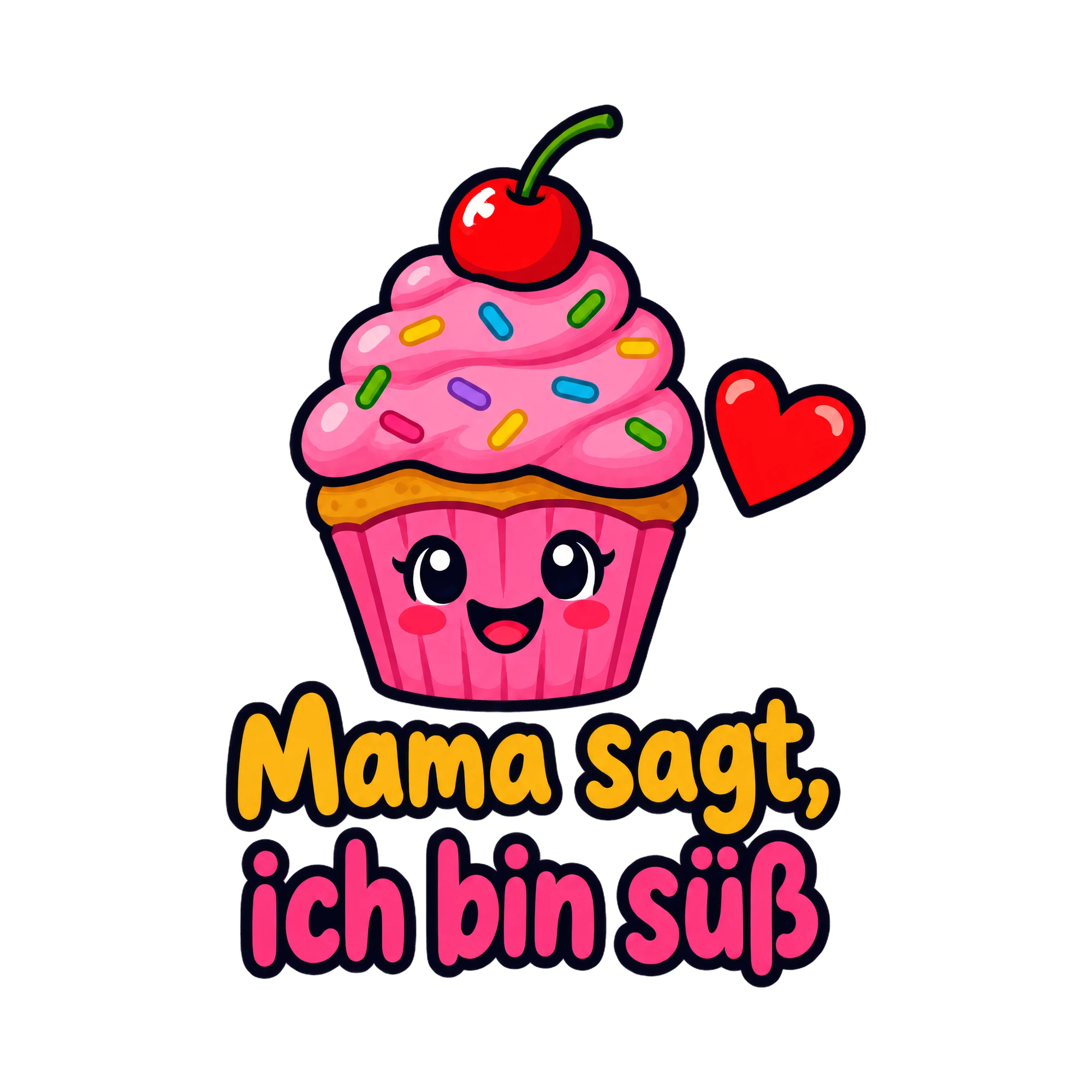 Bügelbild Mama sagt, ich bin süß, Kinder Shirt Motiv als Grafik auf weißem Hintergrund (BB016729)