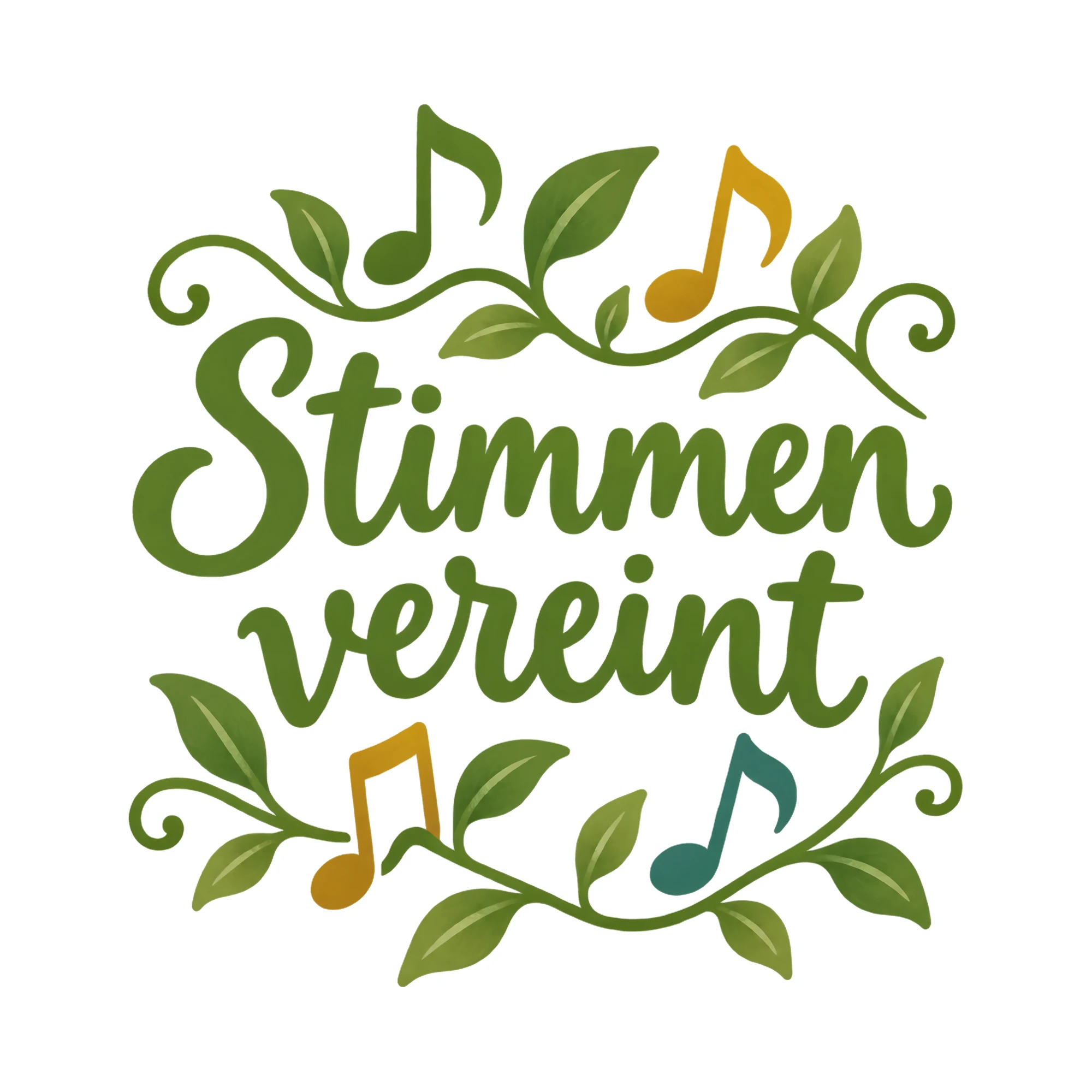 Bügelbild Stimmen vereint, Vereine Shirt Spruch als Grafik auf weißem Hintergrund (BB020473)