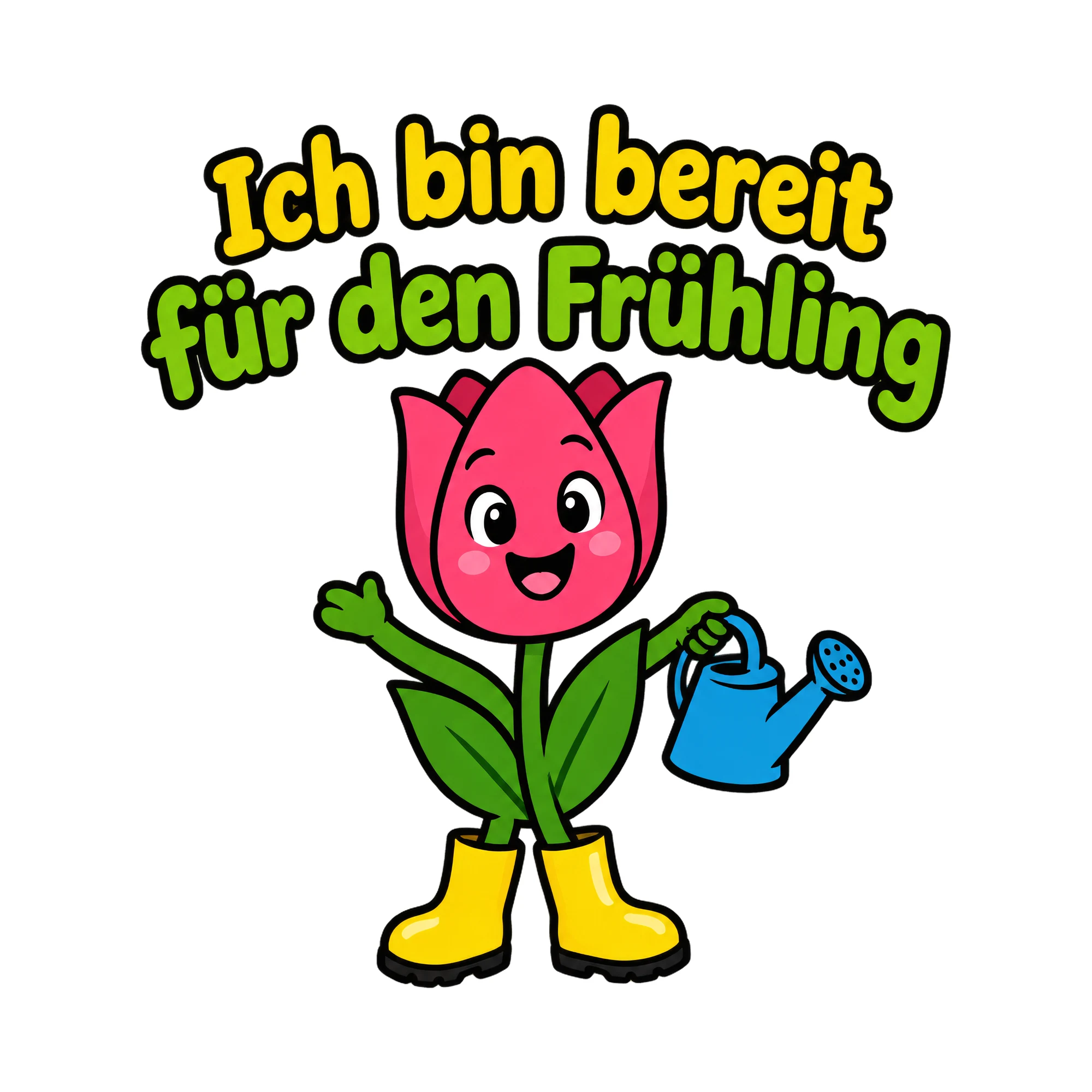 Bügelbild Ich bin bereit für den Frühling als Grafik auf weißem Hintergrund (BB019686)