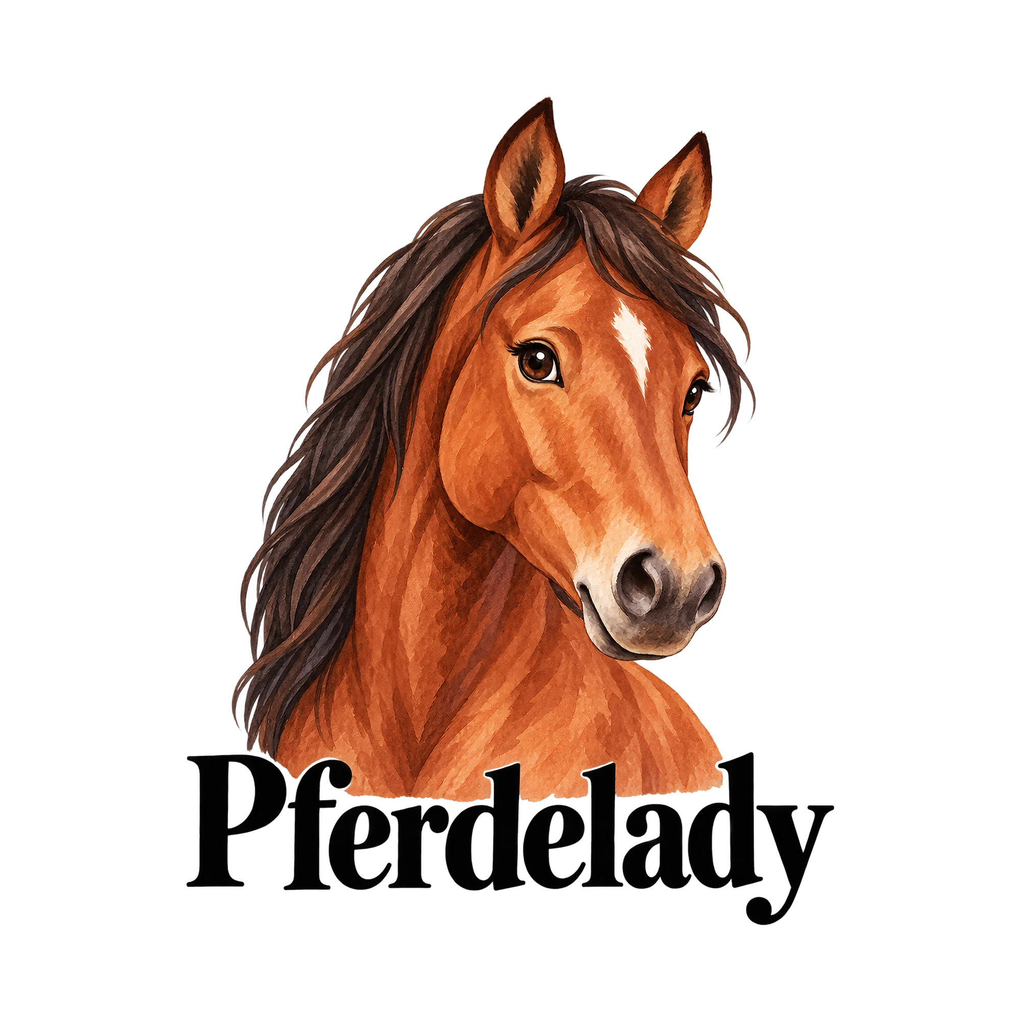 Bügelbild Pferdelady, Tiere Shirt Spruch als Grafik auf weißem Hintergrund (BB016135)