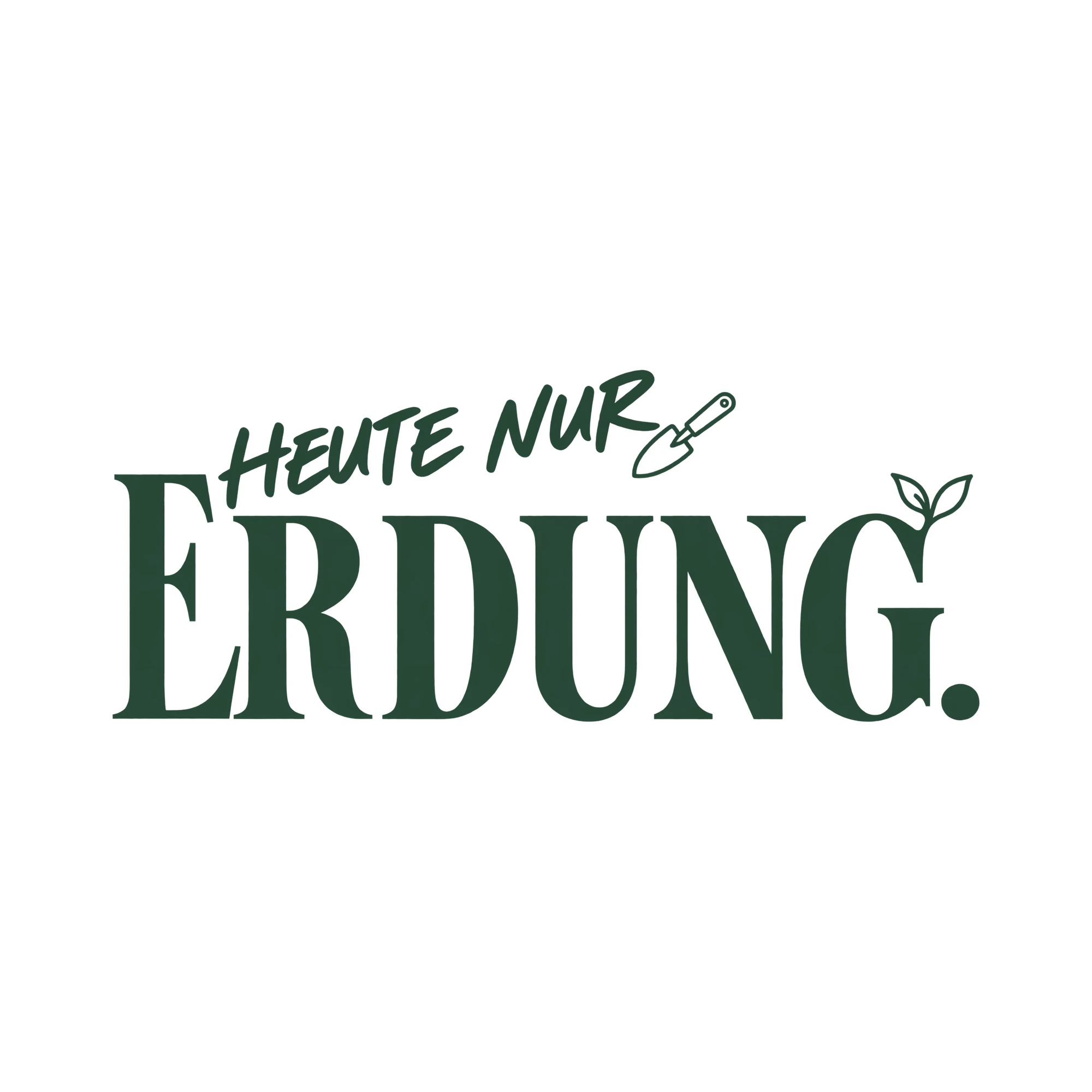 Bügelbild HEUTE NUR ERDUNG. als Grafik auf weißem Hintergrund (BB014054)