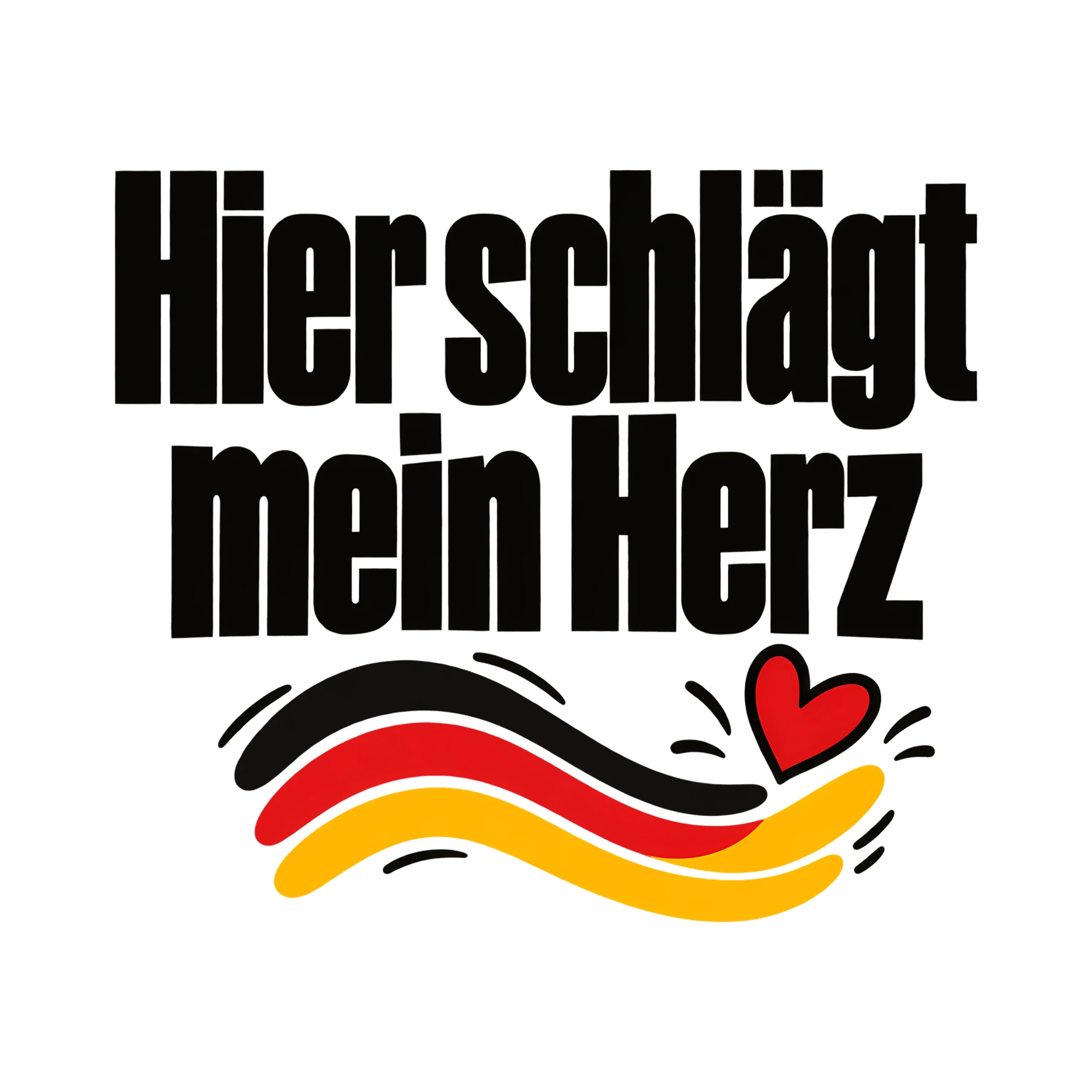 Bügelbild Hier schlägt mein Herz als Grafik auf weißem Hintergrund (BB013649)