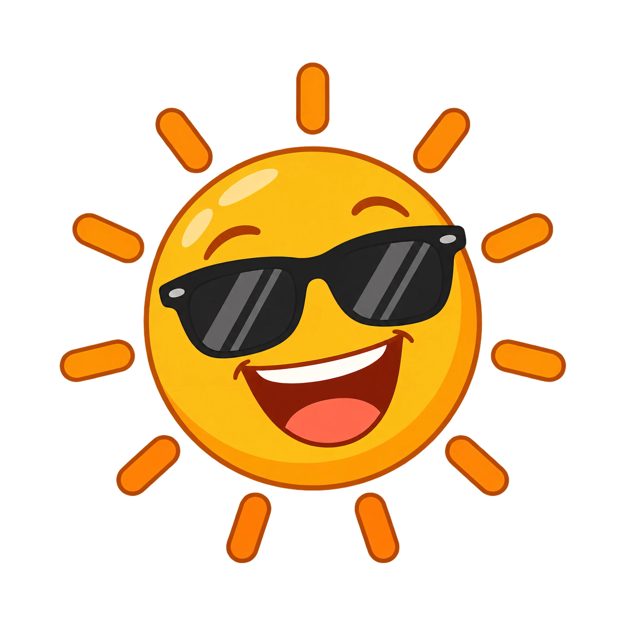 Bügelbild Sonne mit sonnenbrille motiv ohne text als Grafik auf weißem Hintergrund (BB017184)