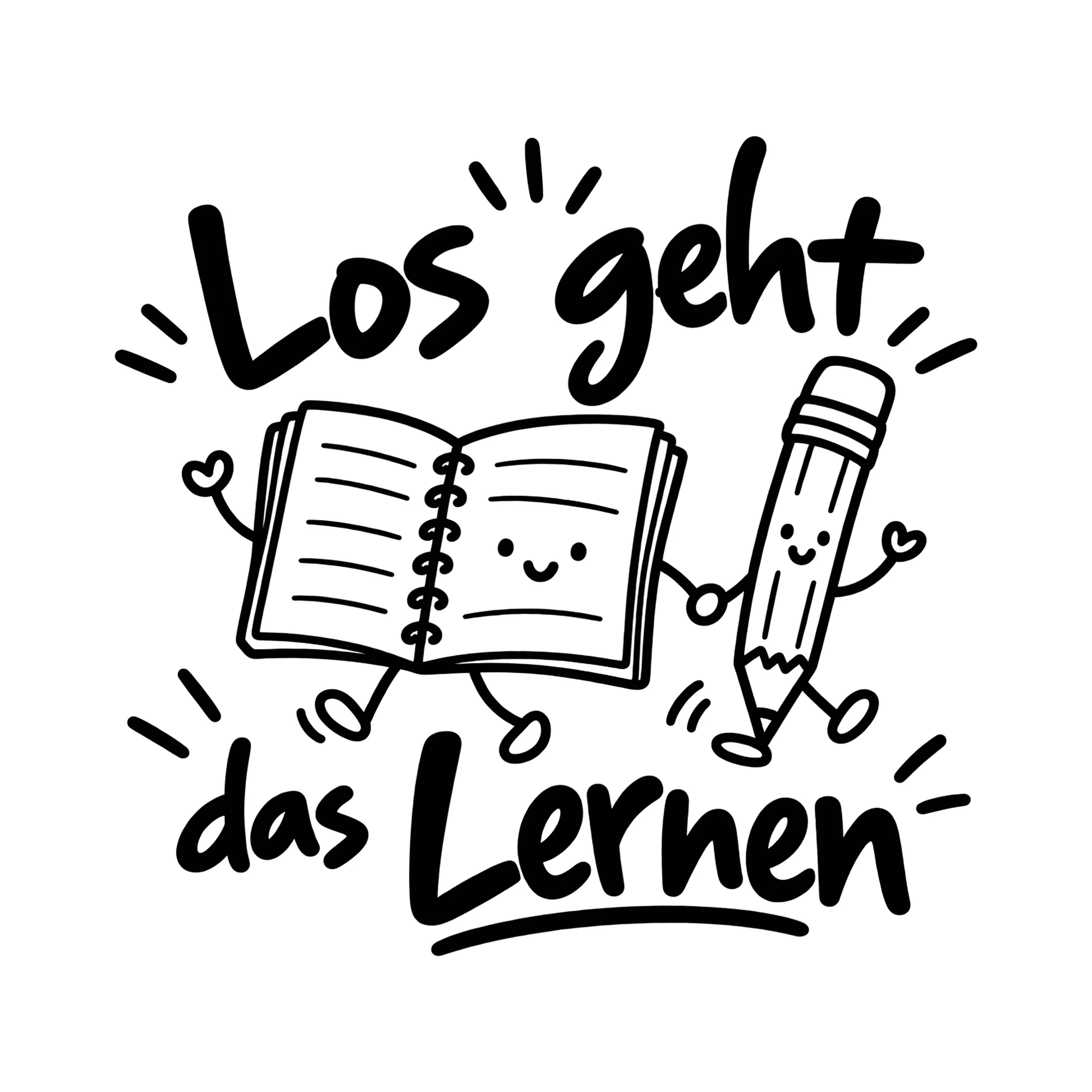 Bügelbild Los geht das Lernen als Grafik auf weißem Hintergrund (BB011446)