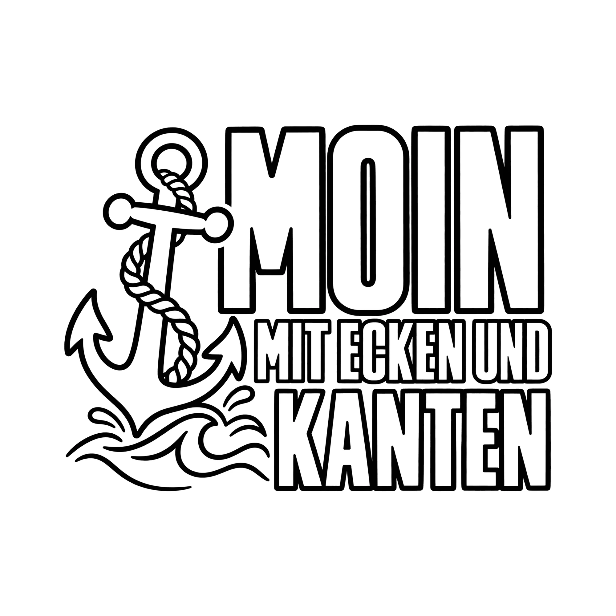 Bügelbild Moin mit Ecken und Kanten als Grafik auf weißem Hintergrund (BB014457)