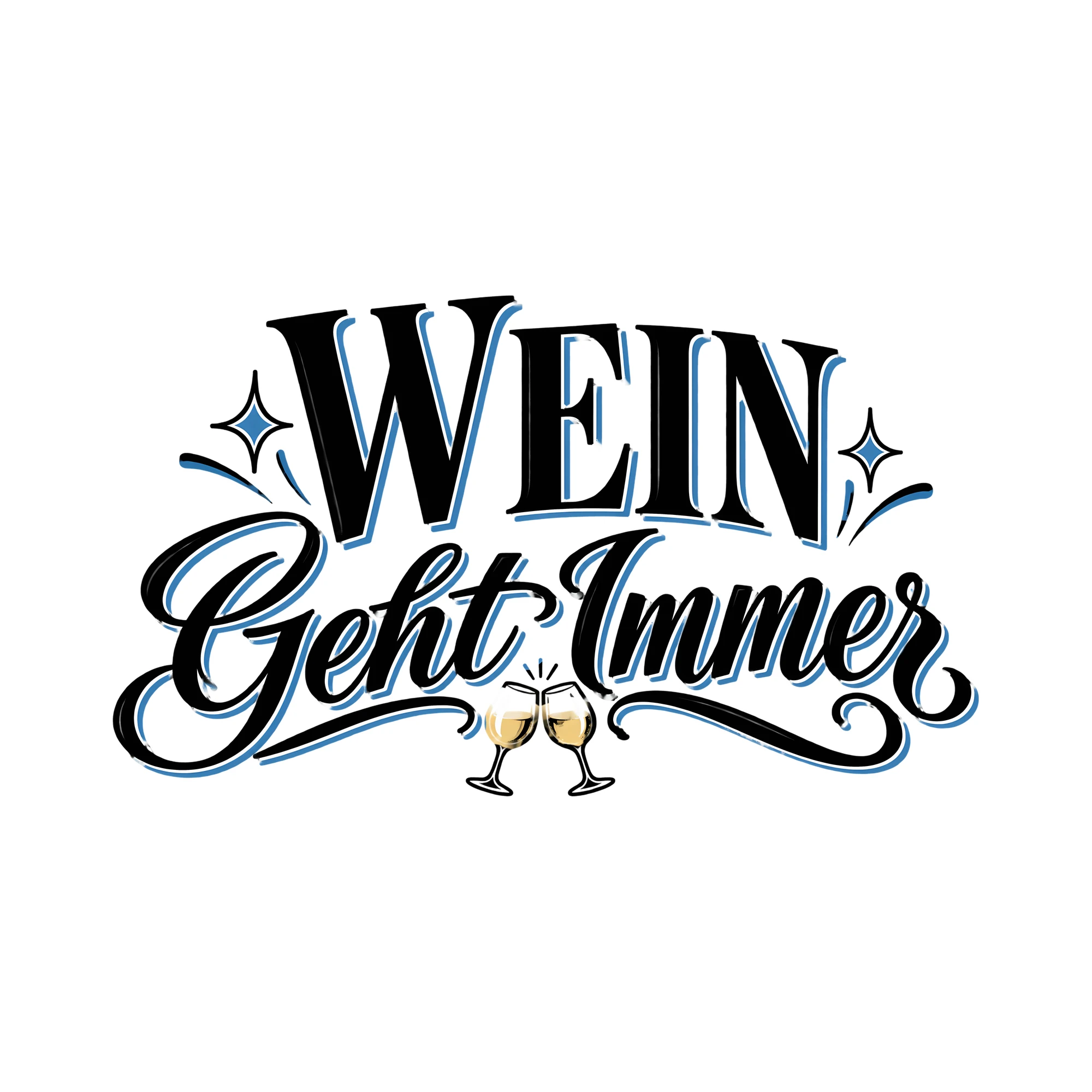 Bügelbild Wein geht immer als Grafik auf weißem Hintergrund (BB011876)