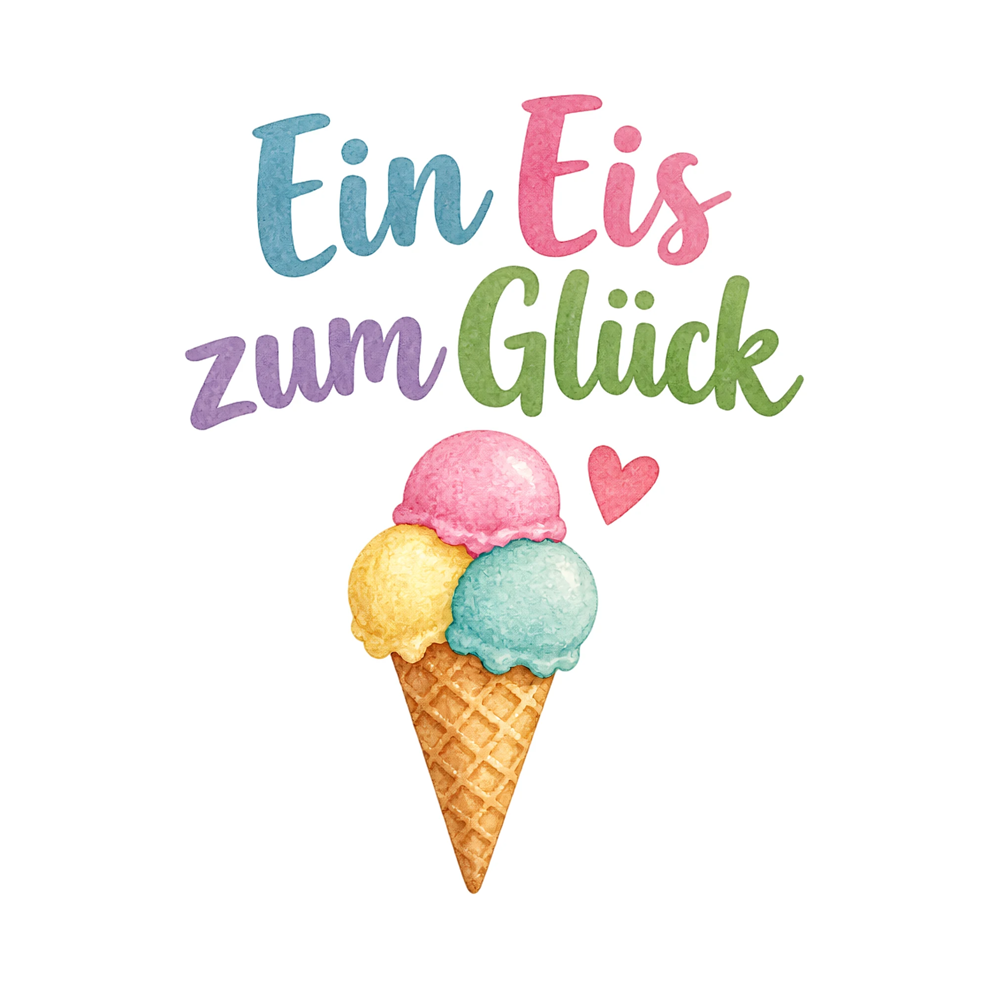 Bügelbild Ein Eis zum Glück als Grafik auf weißem Hintergrund (BB019651)