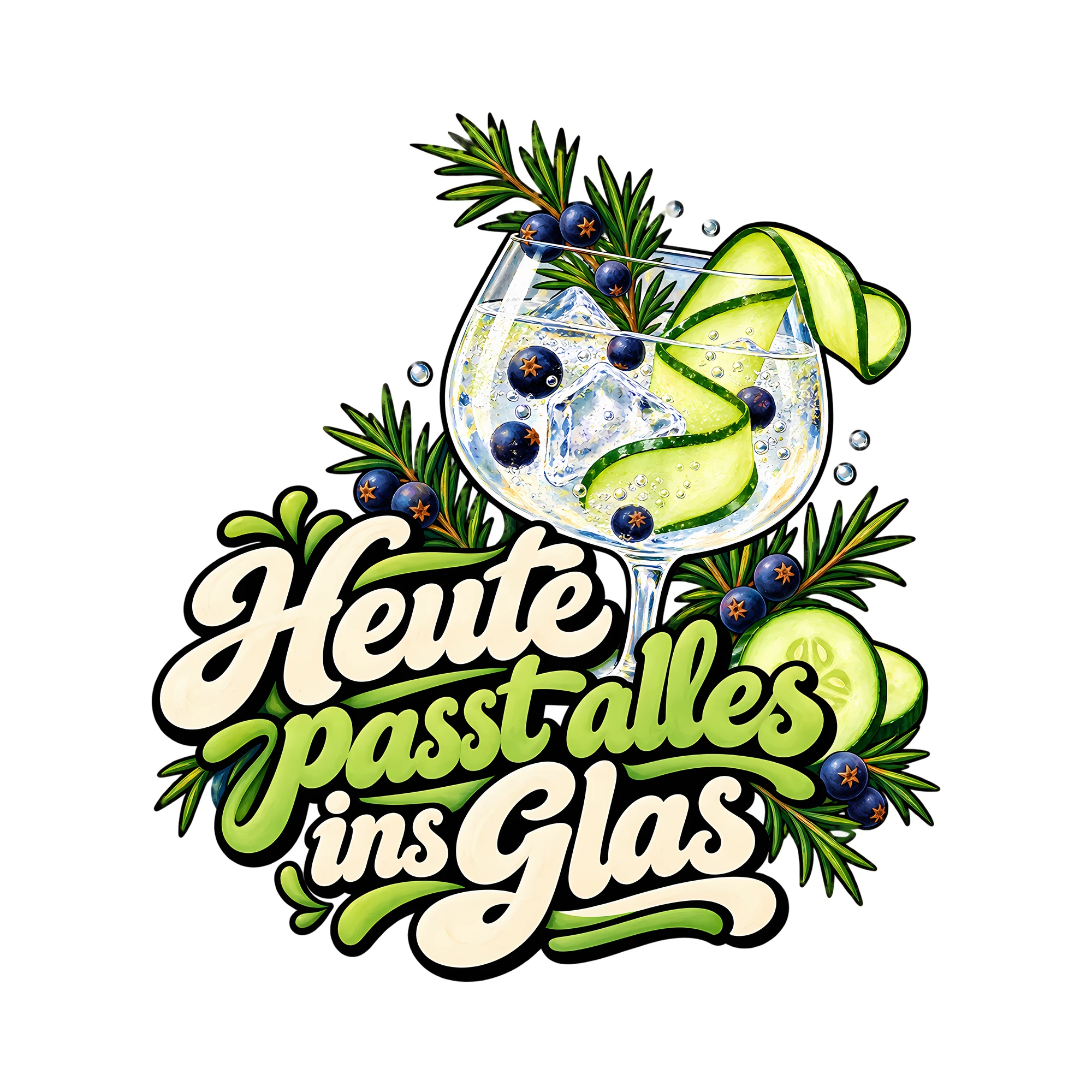 Bügelbild Heute passt alles ins Glas als Grafik auf weißem Hintergrund (BB011900)
