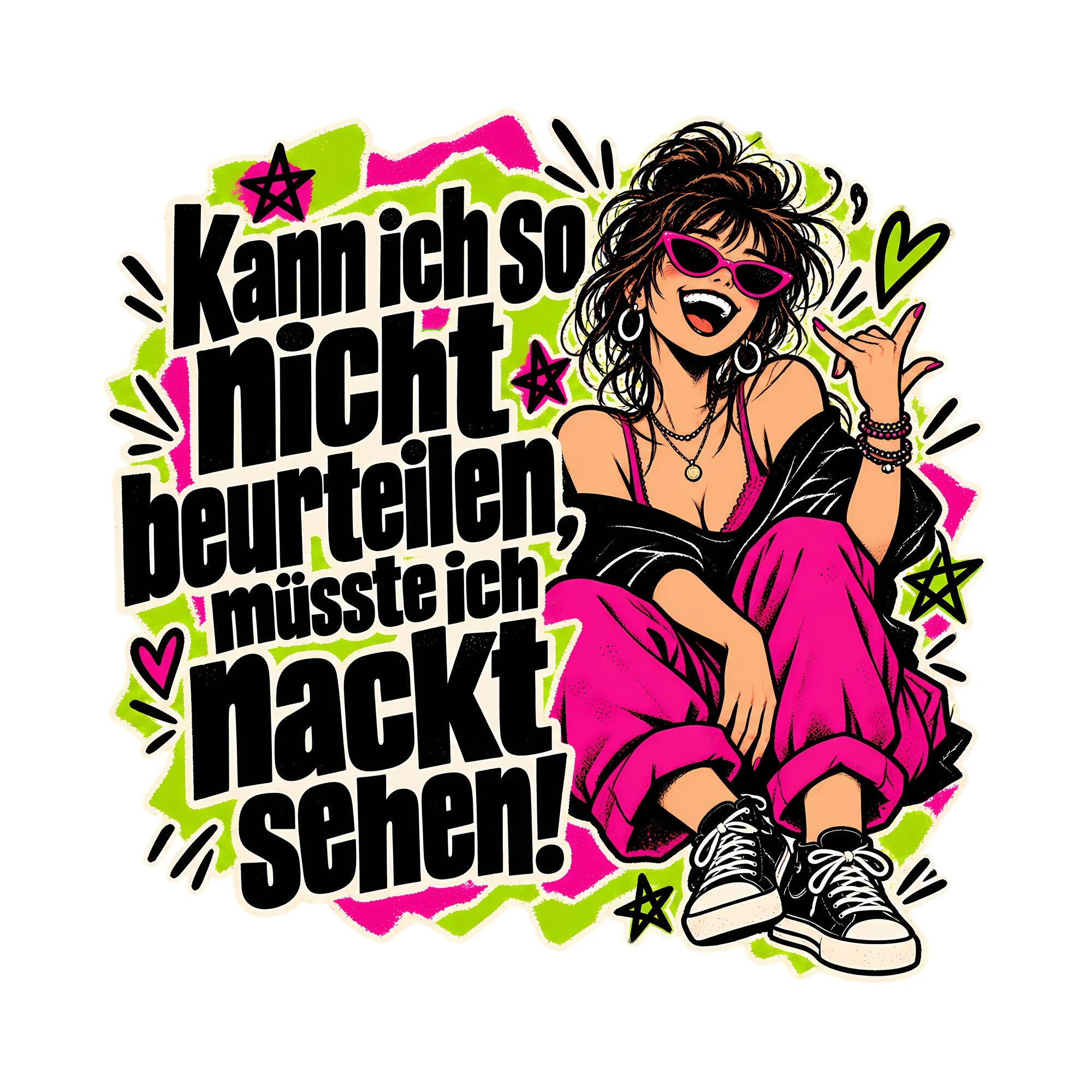 Bügelbild Kann ich so nicht beurteilen, müsste ich nackt sehen!, Lustiger Shirt Spruch als Grafik auf weißem Hintergrund (BB014691)