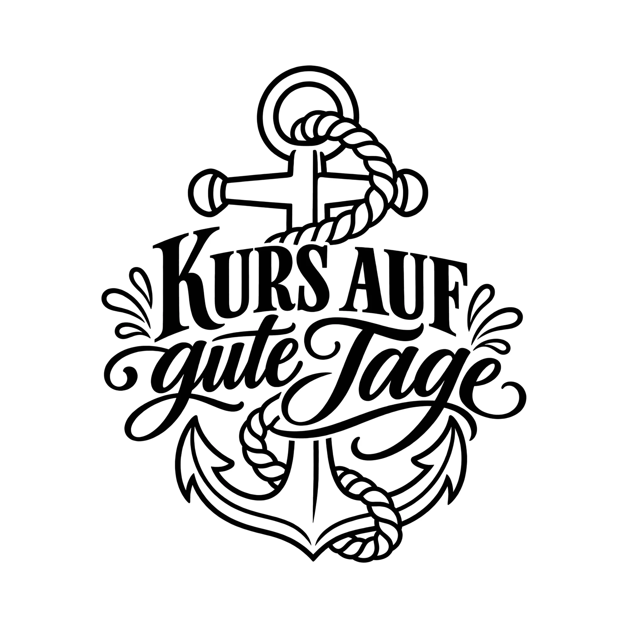 Bügelbild Kurs auf gute Tage als Grafik auf weißem Hintergrund (BB013232)