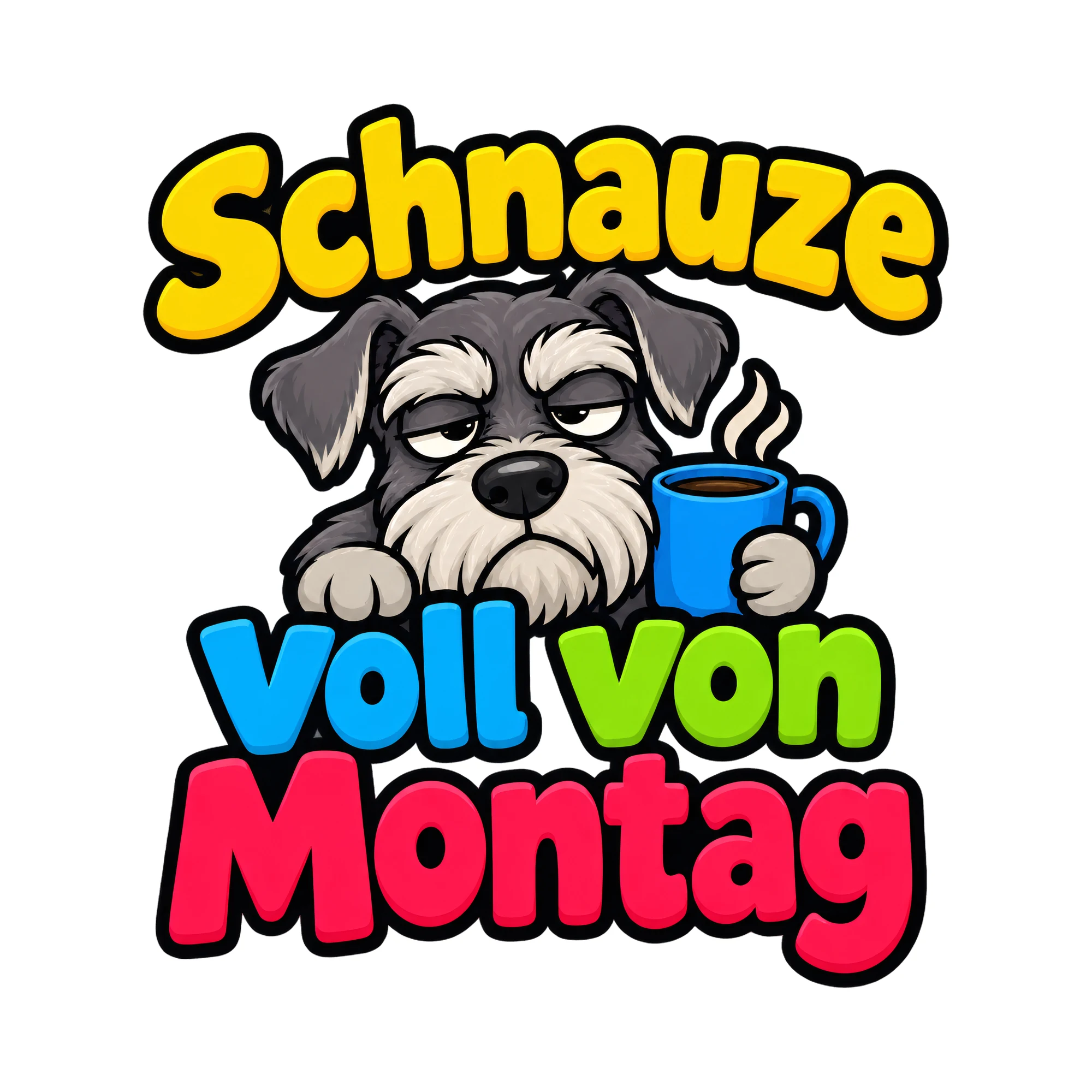 Bügelbild Schnauze voll von Montag, Tiere Shirt Spruch als Grafik auf weißem Hintergrund (BB016559)