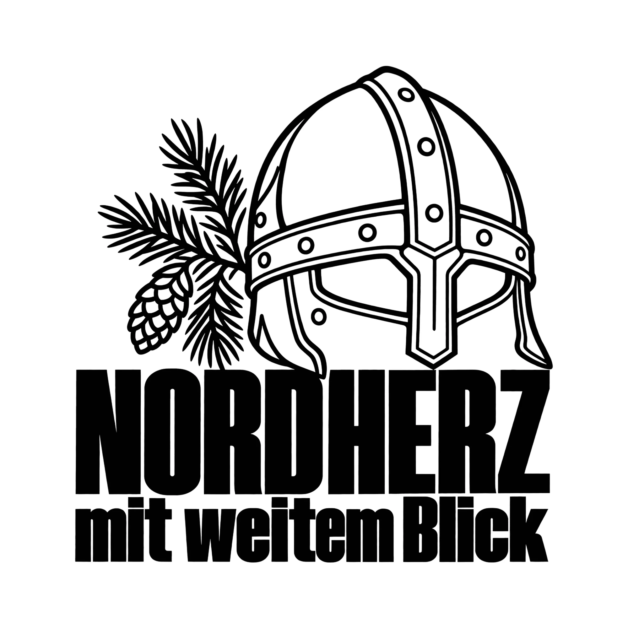 Bügelbild Nordherz mit weitem Blick als Grafik auf weißem Hintergrund (BB013557)