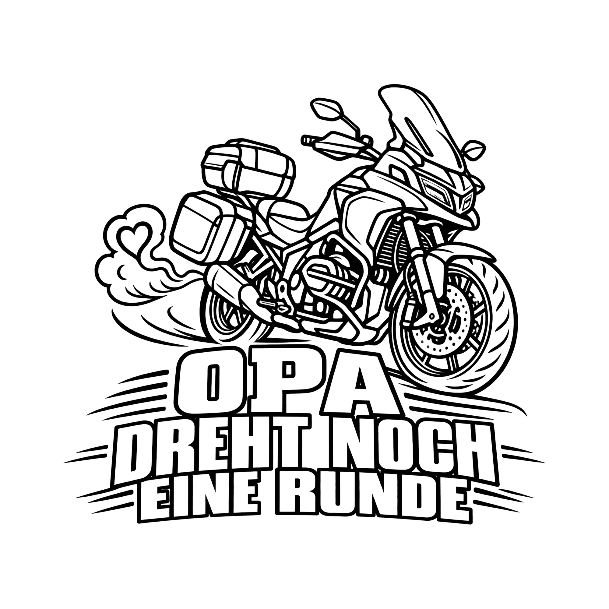 Bügelbild OPA DREHT NOCH EINE RUNDE als Grafik auf weißem Hintergrund (BB012486)