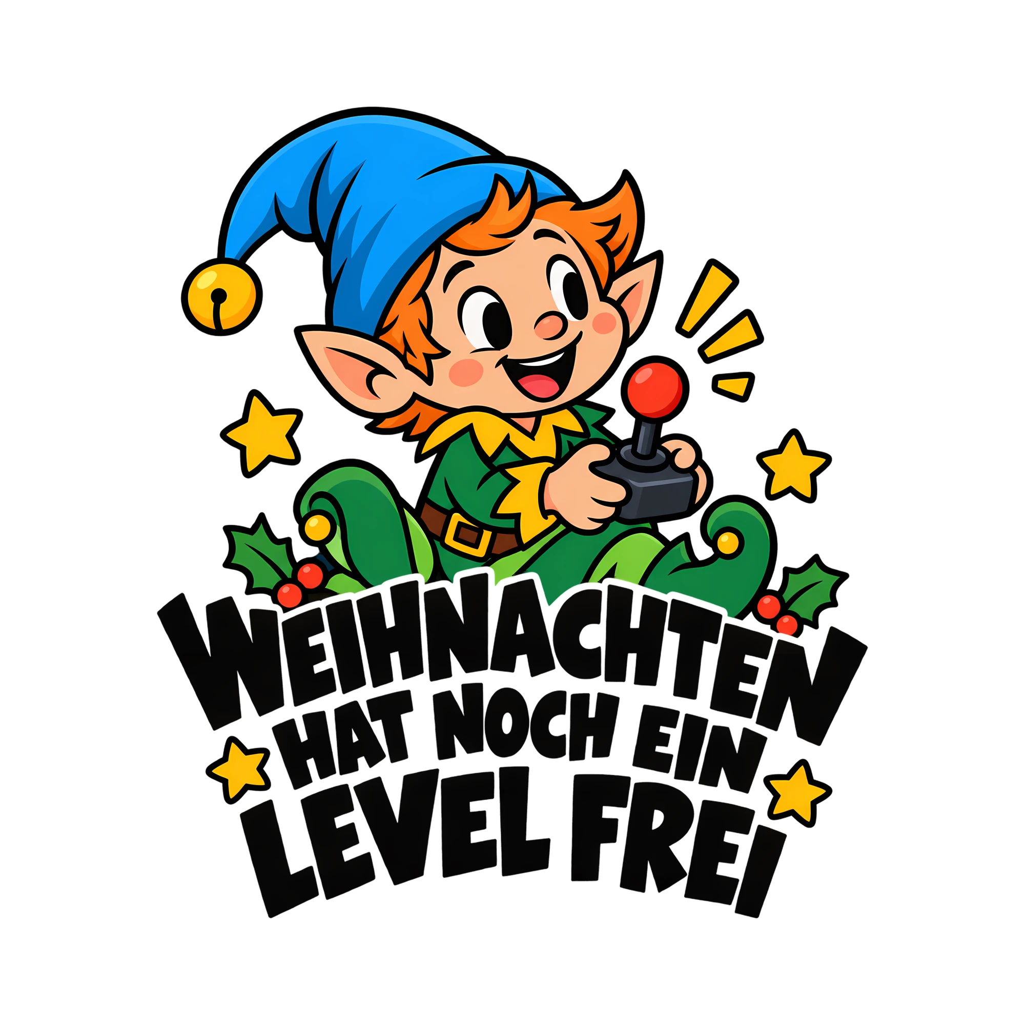 Bügelbild WEIHNACHTEN HAT NOCH EIN LEVEL FREI als Grafik auf weißem Hintergrund (BB013919)