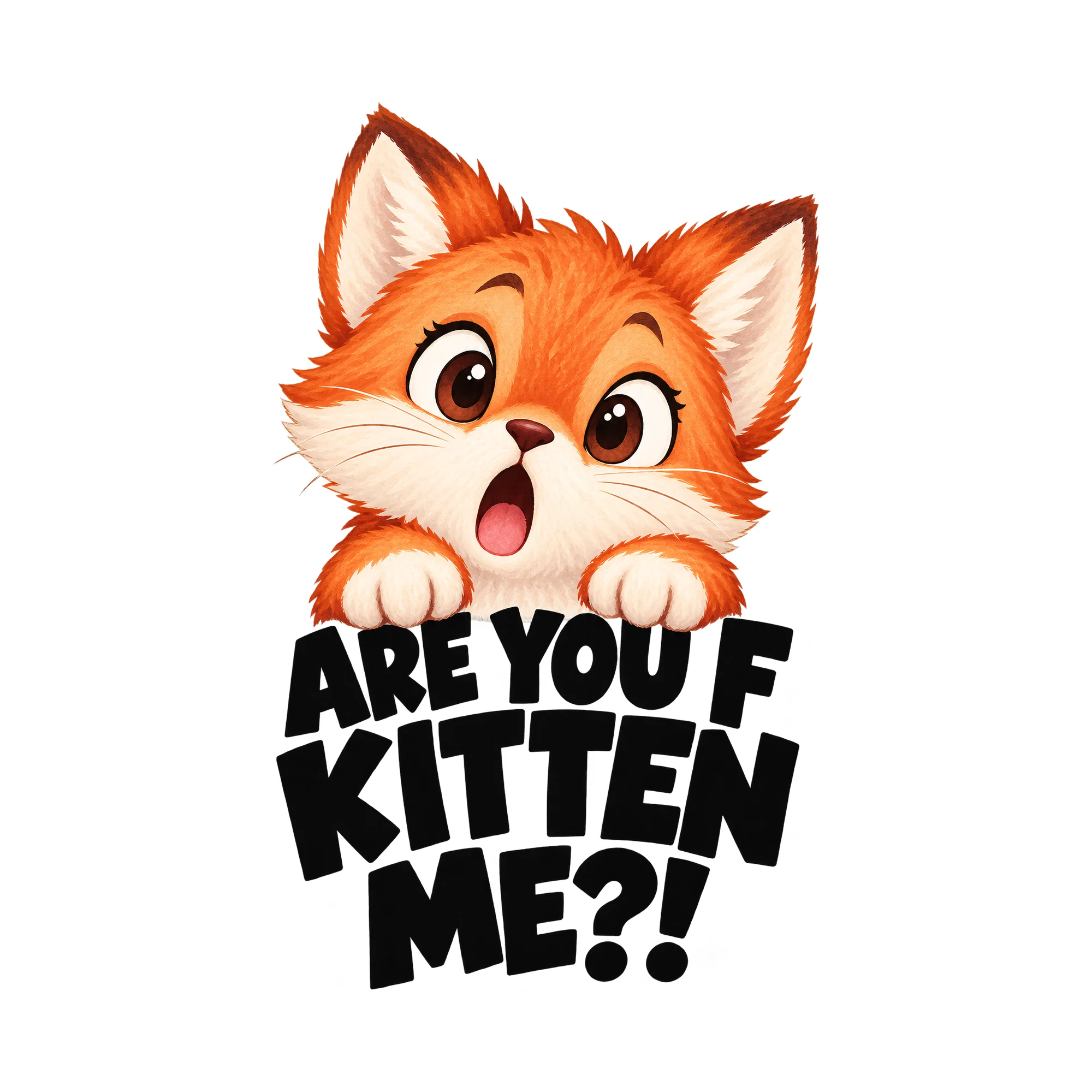 Bügelbild „ARE YOU F KITTEN ME?!“, Tiere Shirt Spruch als Grafik auf weißem Hintergrund (BB016133)