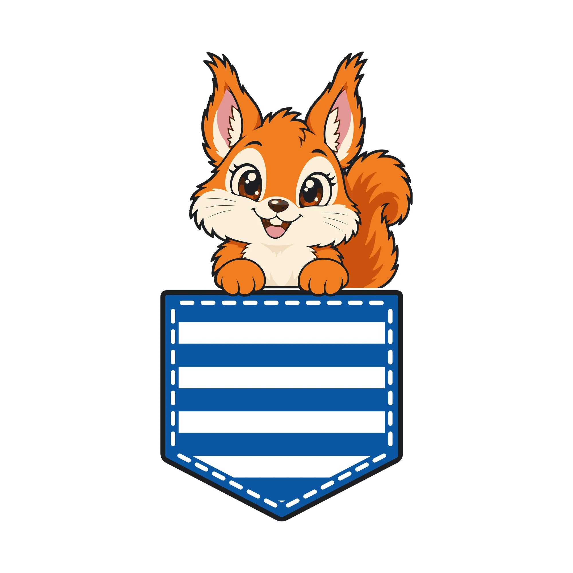 Bügelbild Brusttasche Eichhörnchen als Grafik auf weißem Hintergrund (BB010650)