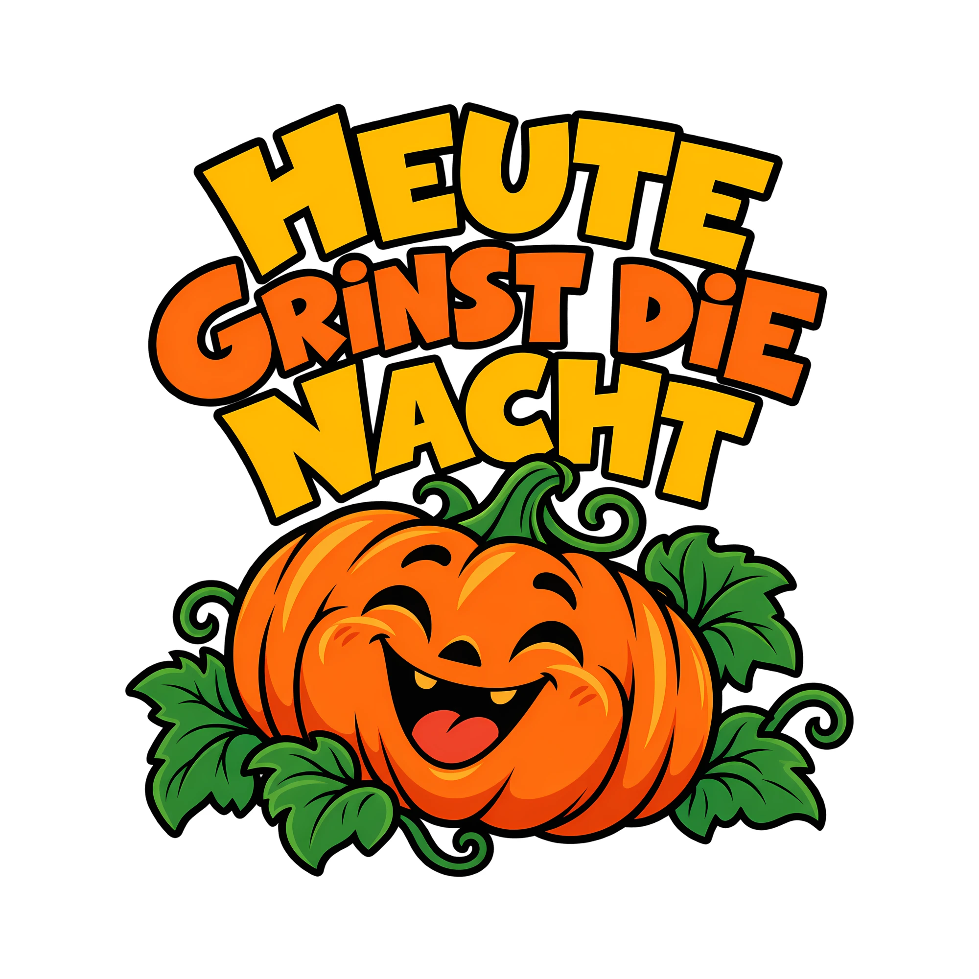 Bügelbild Heute grinst die Nacht als Grafik auf weißem Hintergrund (BB012644)