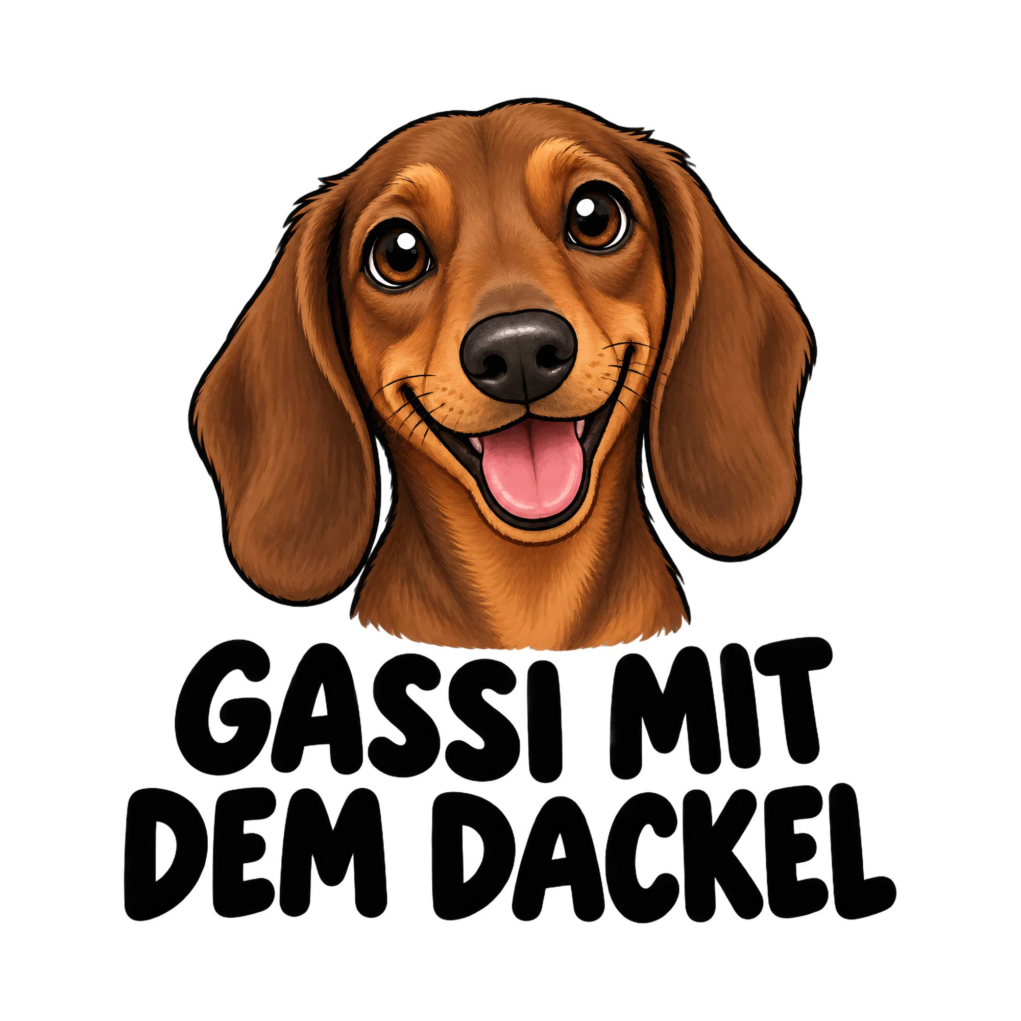 Bügelbild Gassi mit dem Dackel, Tiere Shirt Spruch als Grafik auf weißem Hintergrund (BB017199)